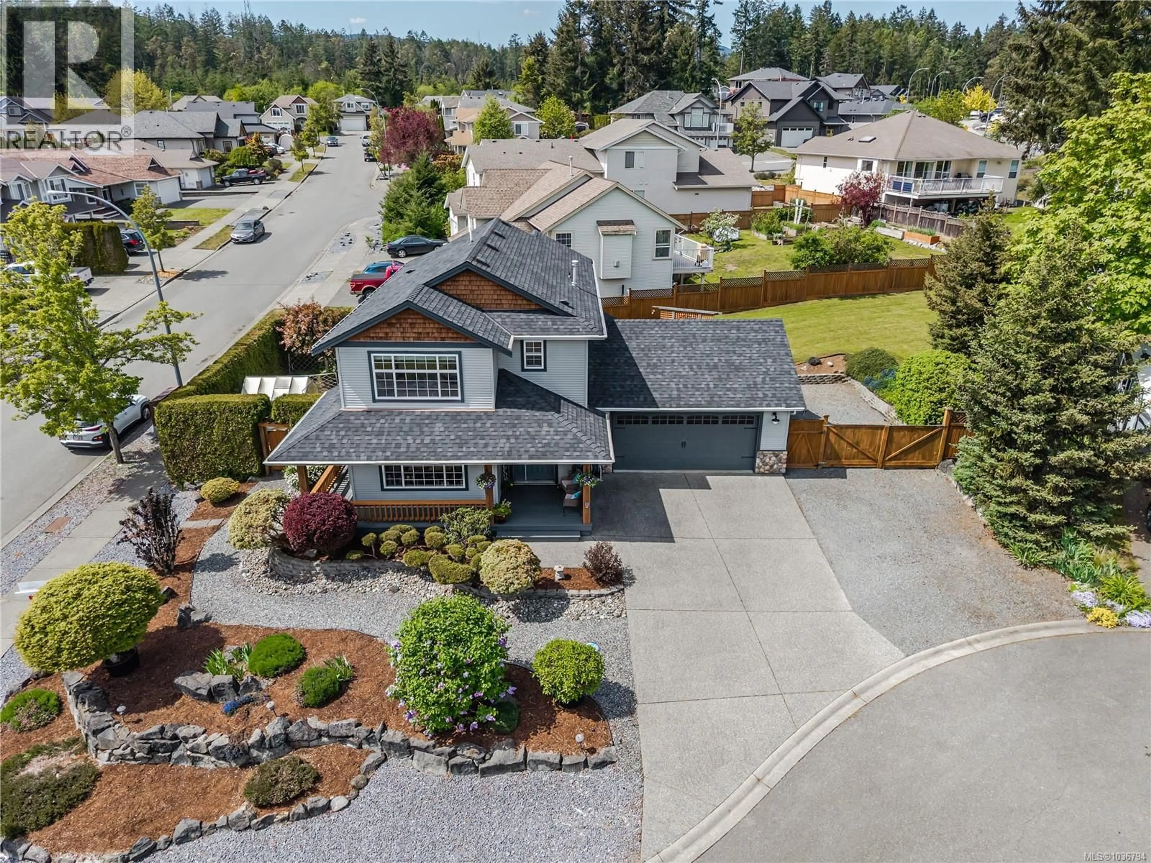 A pic from outside/outdoor area/front of a property/back of a property/a pic from drone, street for 1725 MOSSY PLACE, Nanaimo British Columbia V9X1X6