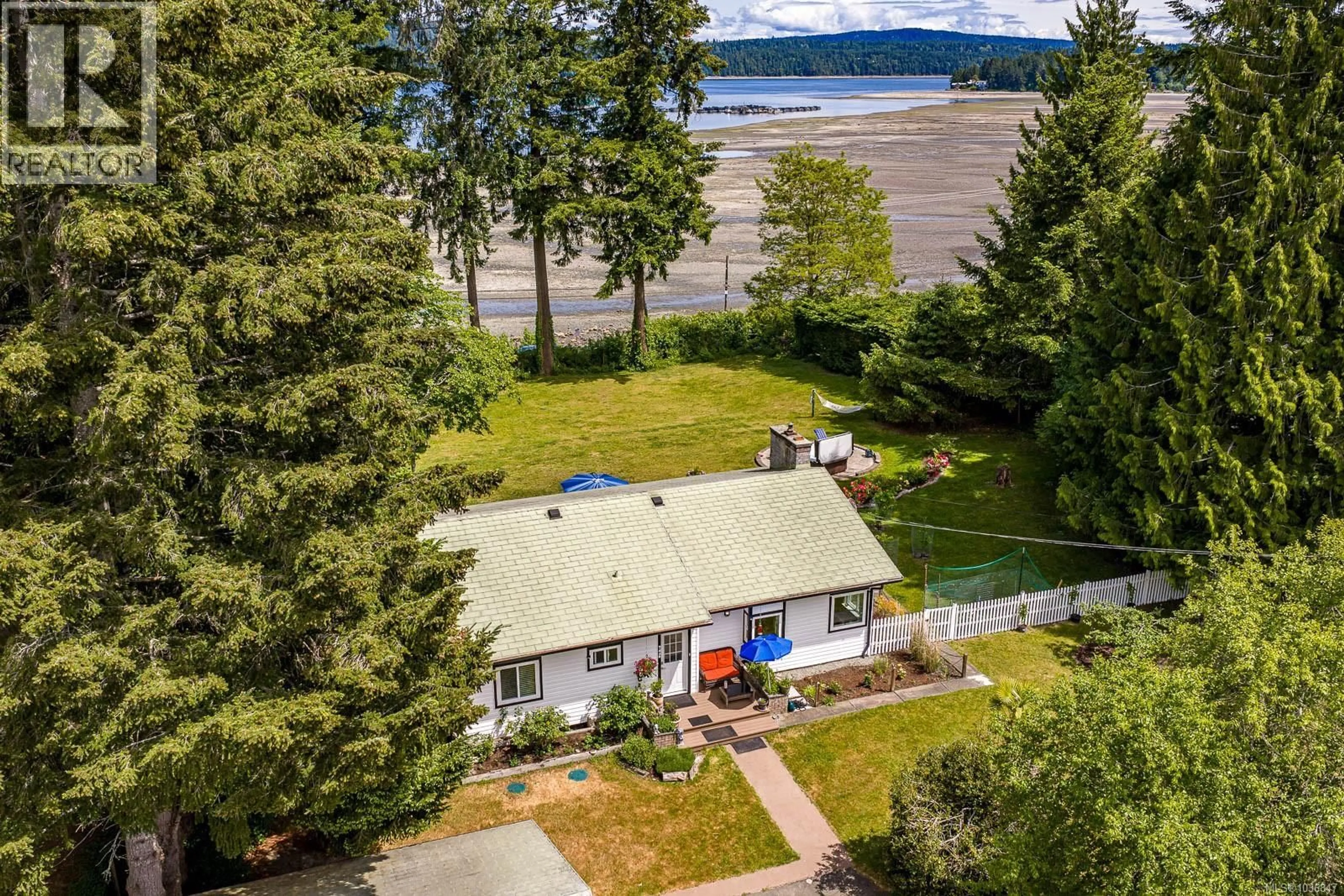 A pic from outside/outdoor area/front of a property/back of a property/a pic from drone, water/lake/river/ocean view for 7410 YAKE ROAD, Fanny Bay British Columbia V0R1W0
