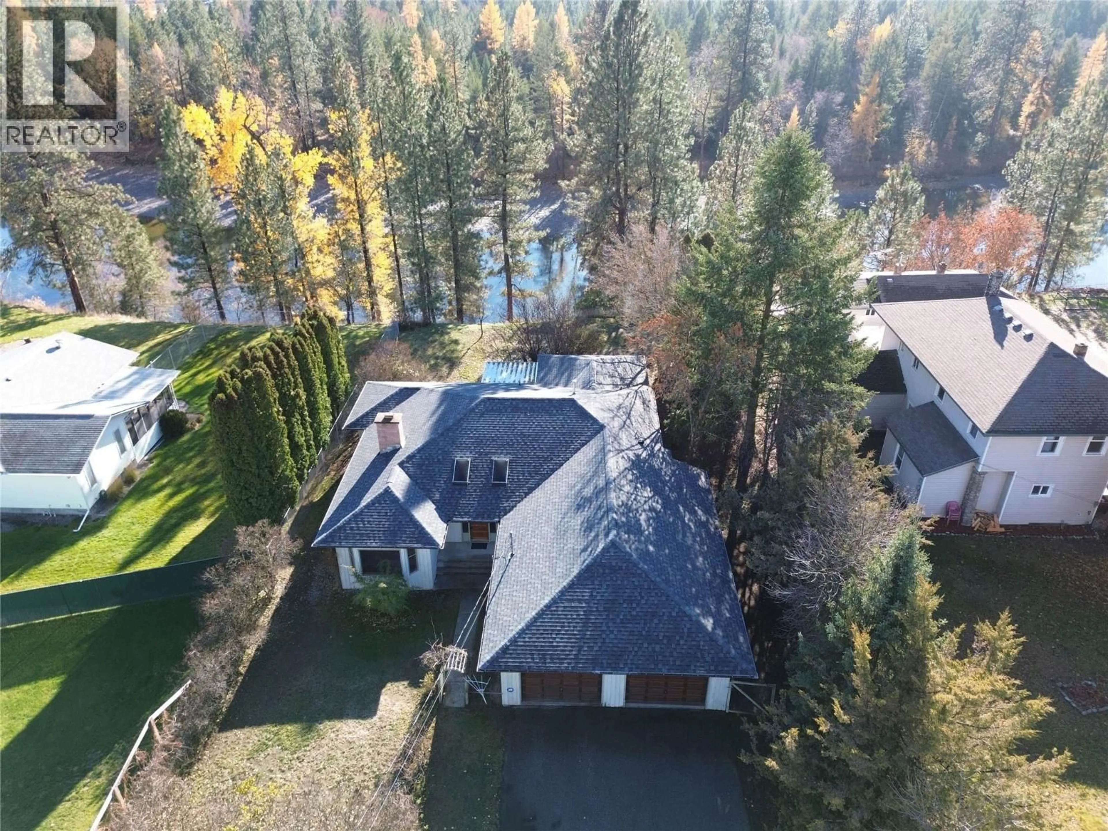 A pic from outside/outdoor area/front of a property/back of a property/a pic from drone, water/lake/river/ocean view for 3170 HALL FRONTAGE ROAD, Grand Forks British Columbia V0H1H5