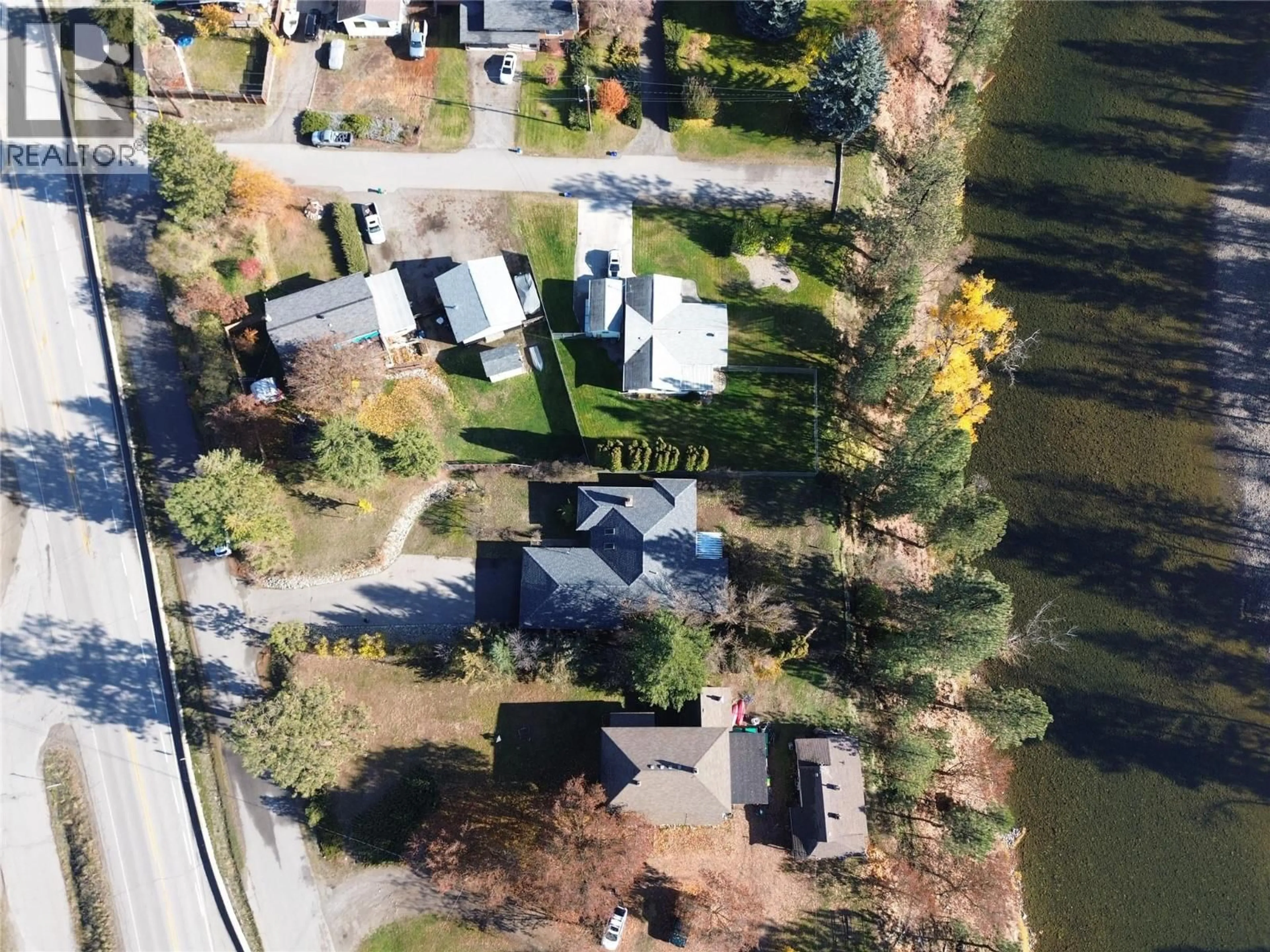 A pic from outside/outdoor area/front of a property/back of a property/a pic from drone, street for 3170 HALL FRONTAGE ROAD, Grand Forks British Columbia V0H1H5