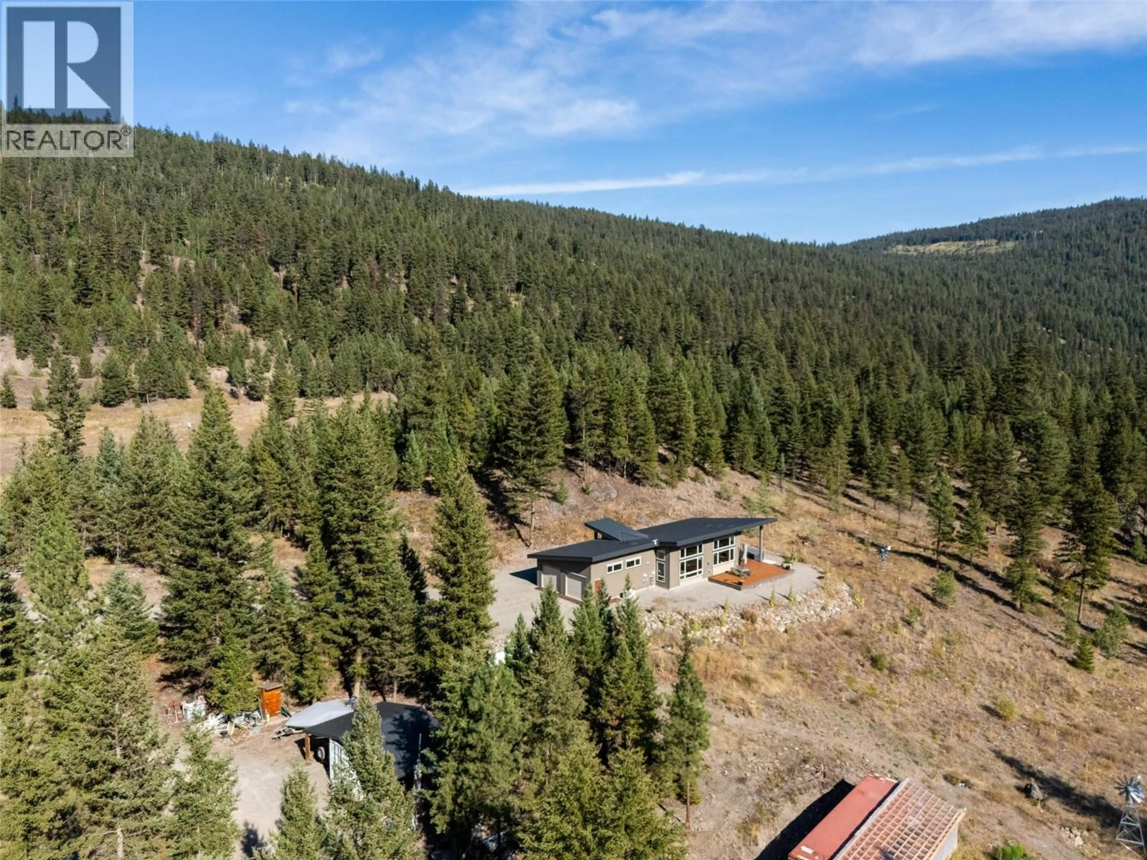 A pic from outside/outdoor area/front of a property/back of a property/a pic from drone, forest/trees view for 10076 TRANQUILLE-CRISS CREEK ROAD, Kamloops British Columbia V1S0B3
