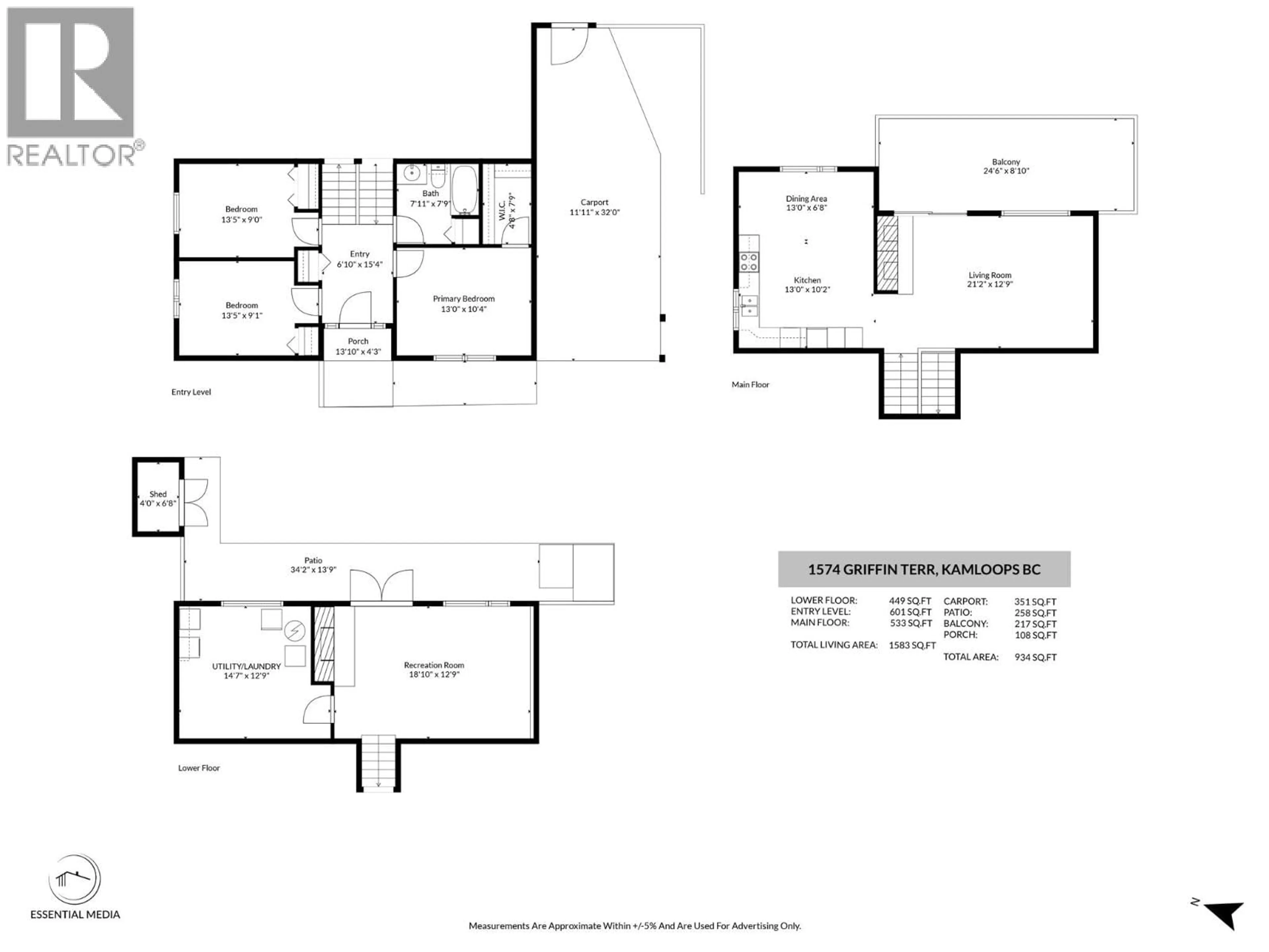 Floor plan for 1574 GRIFFIN TERRACE, Kamloops British Columbia V2B7R6