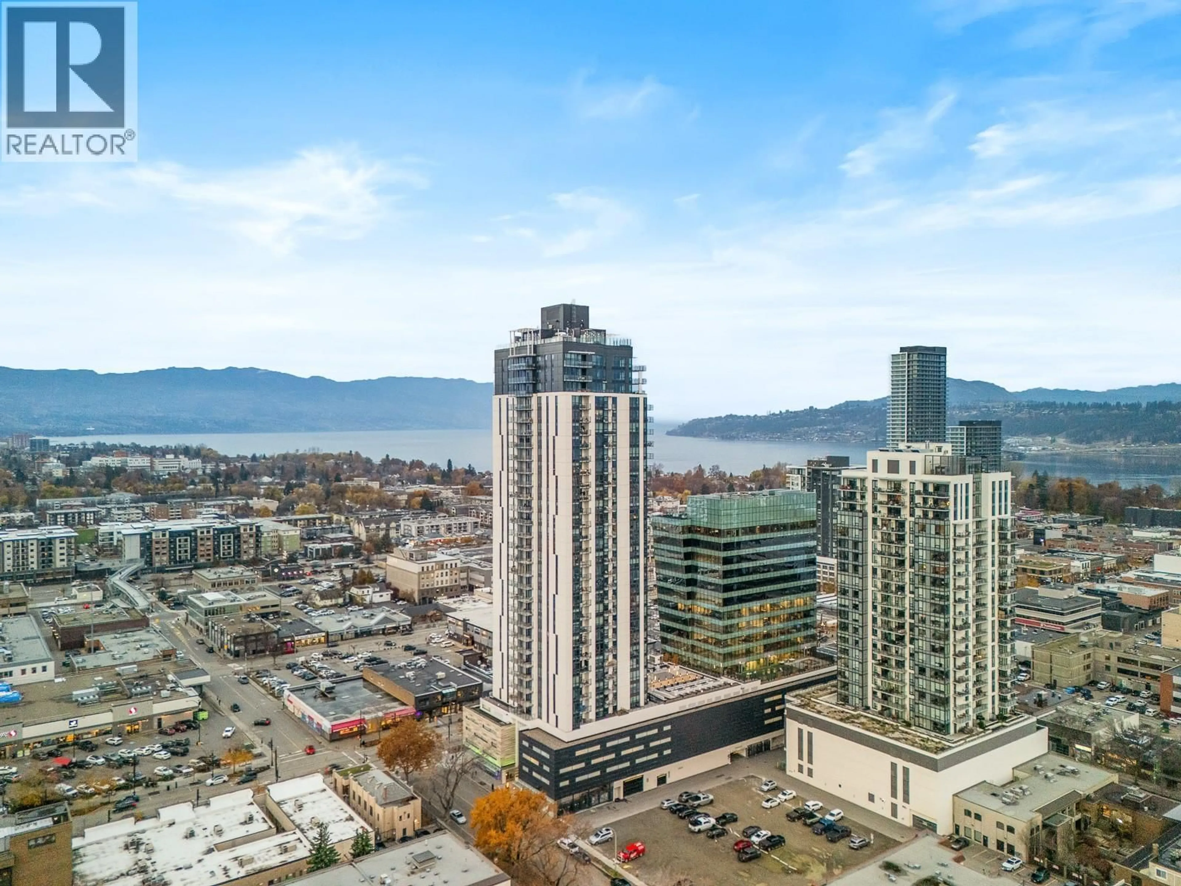 A pic from outside/outdoor area/front of a property/back of a property/a pic from drone, city buildings view from balcony for 1709 - 1488 BERTRAM STREET, Kelowna British Columbia V1Y0M6