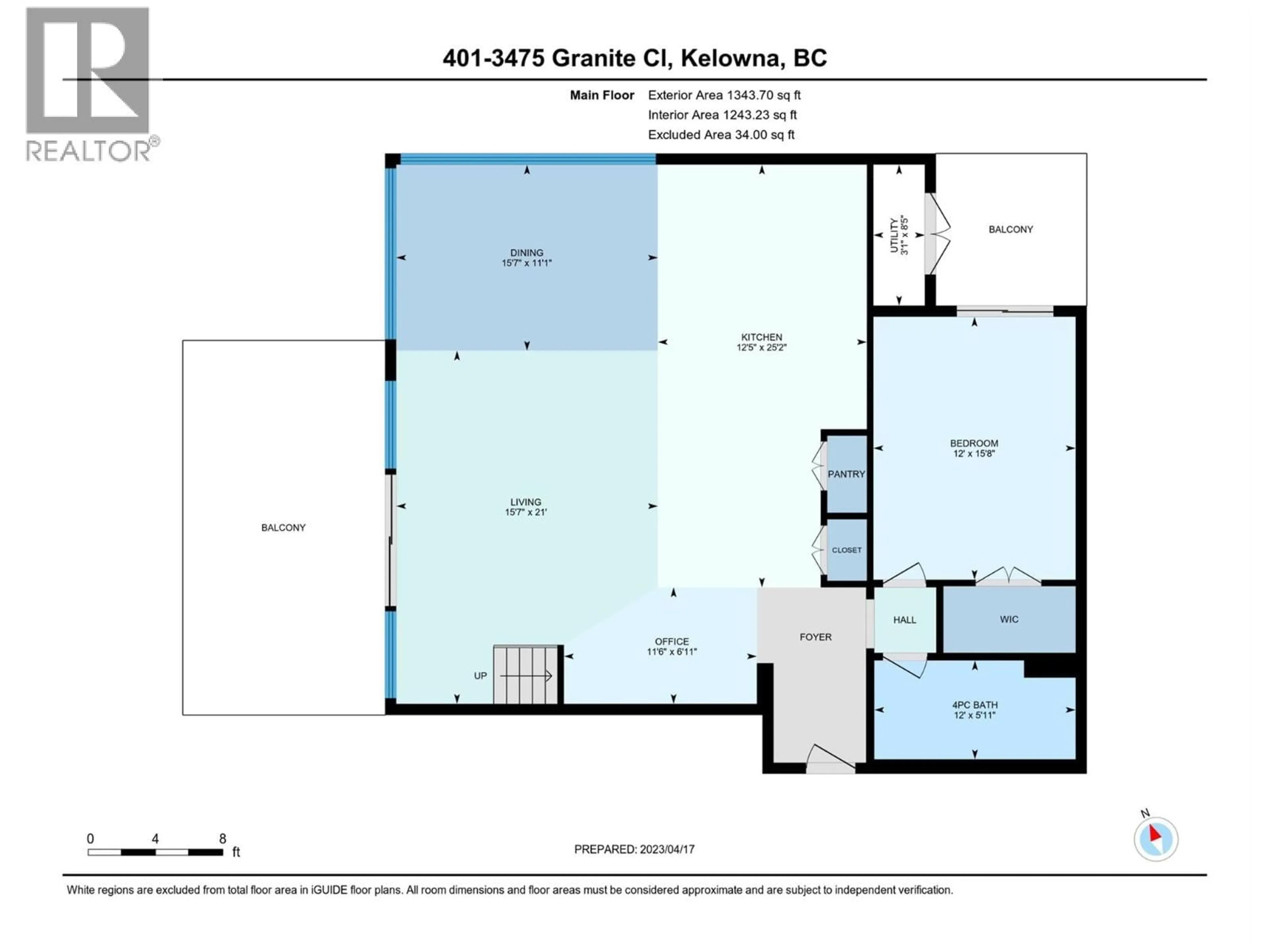 Floor plan for 401 - 3475 GRANITE CLOSE, Kelowna British Columbia V1V0B9