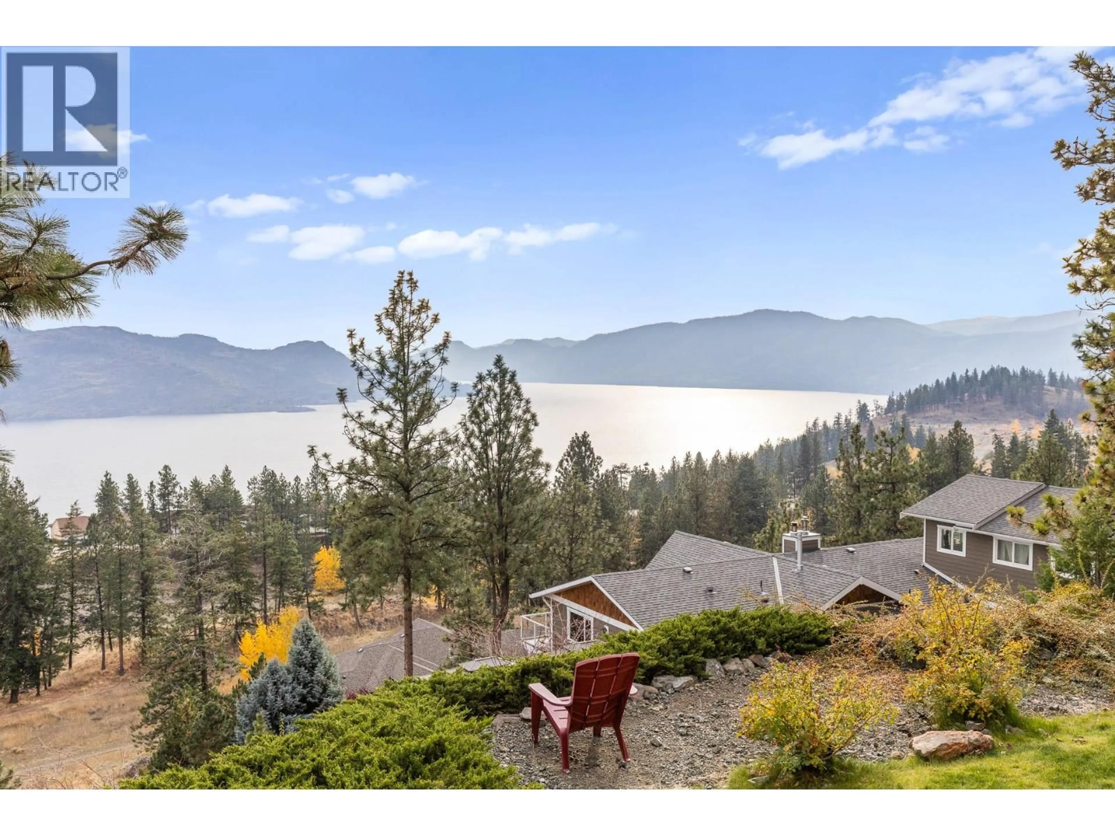 A pic from outside/outdoor area/front of a property/back of a property/a pic from drone, water/lake/river/ocean view for 109 - 4630 PONDEROSA DRIVE, Peachland British Columbia V0H1X5