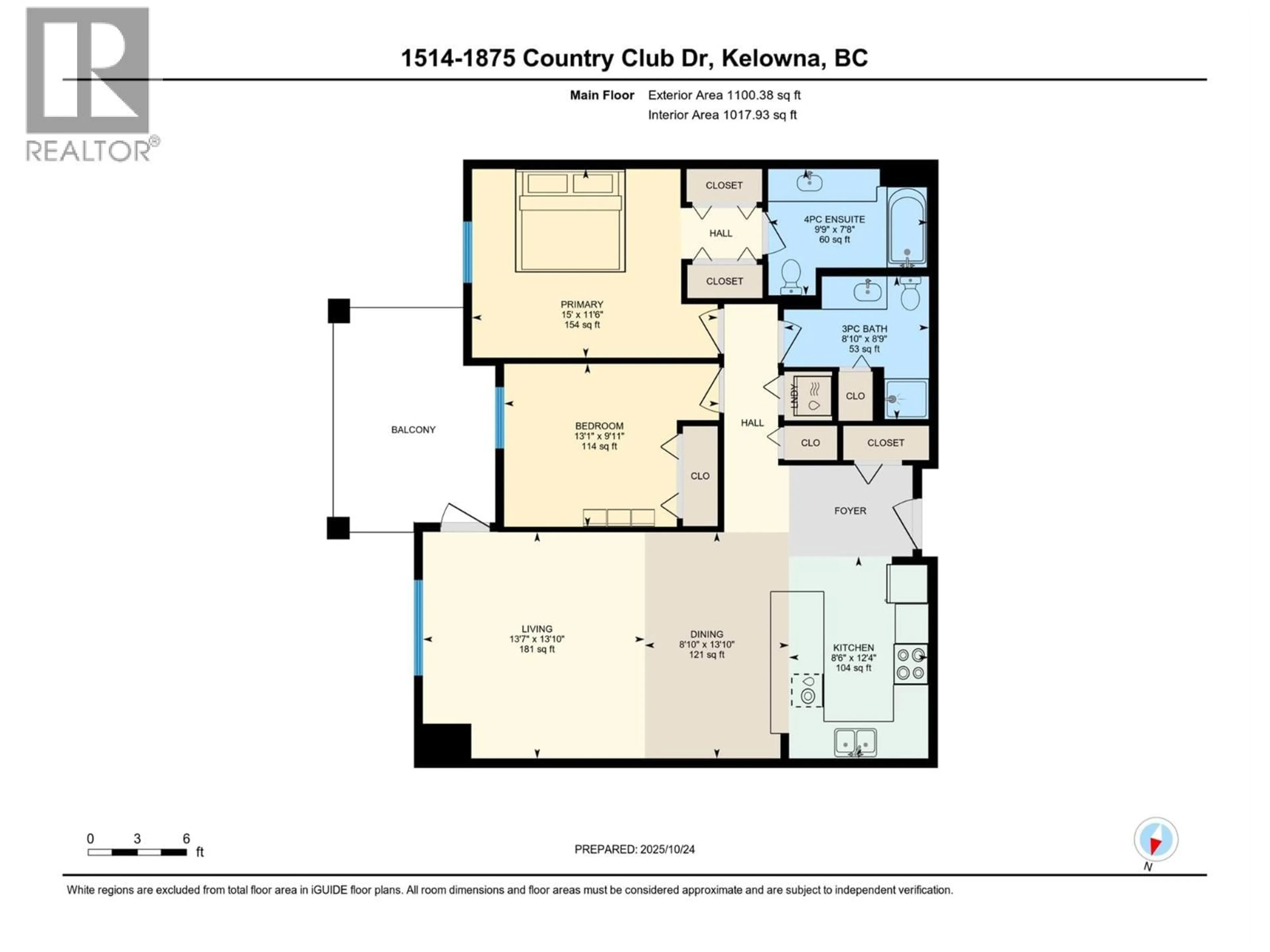 Floor plan for 1514 - 1875 COUNTRY CLUB DRIVE, Kelowna British Columbia V1V2W7