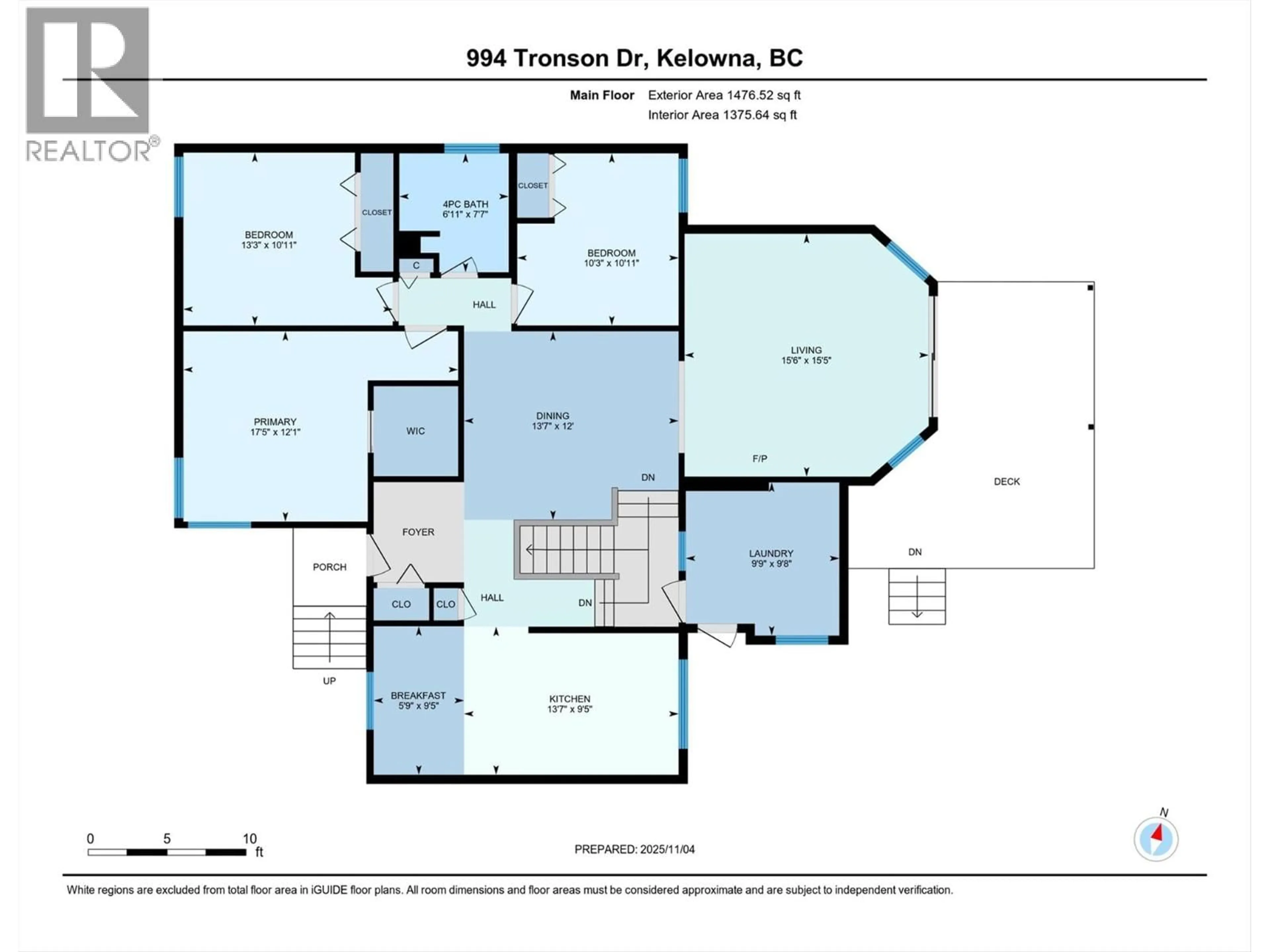 Floor plan for 994 TRONSON DRIVE, Kelowna British Columbia V1Y4E1