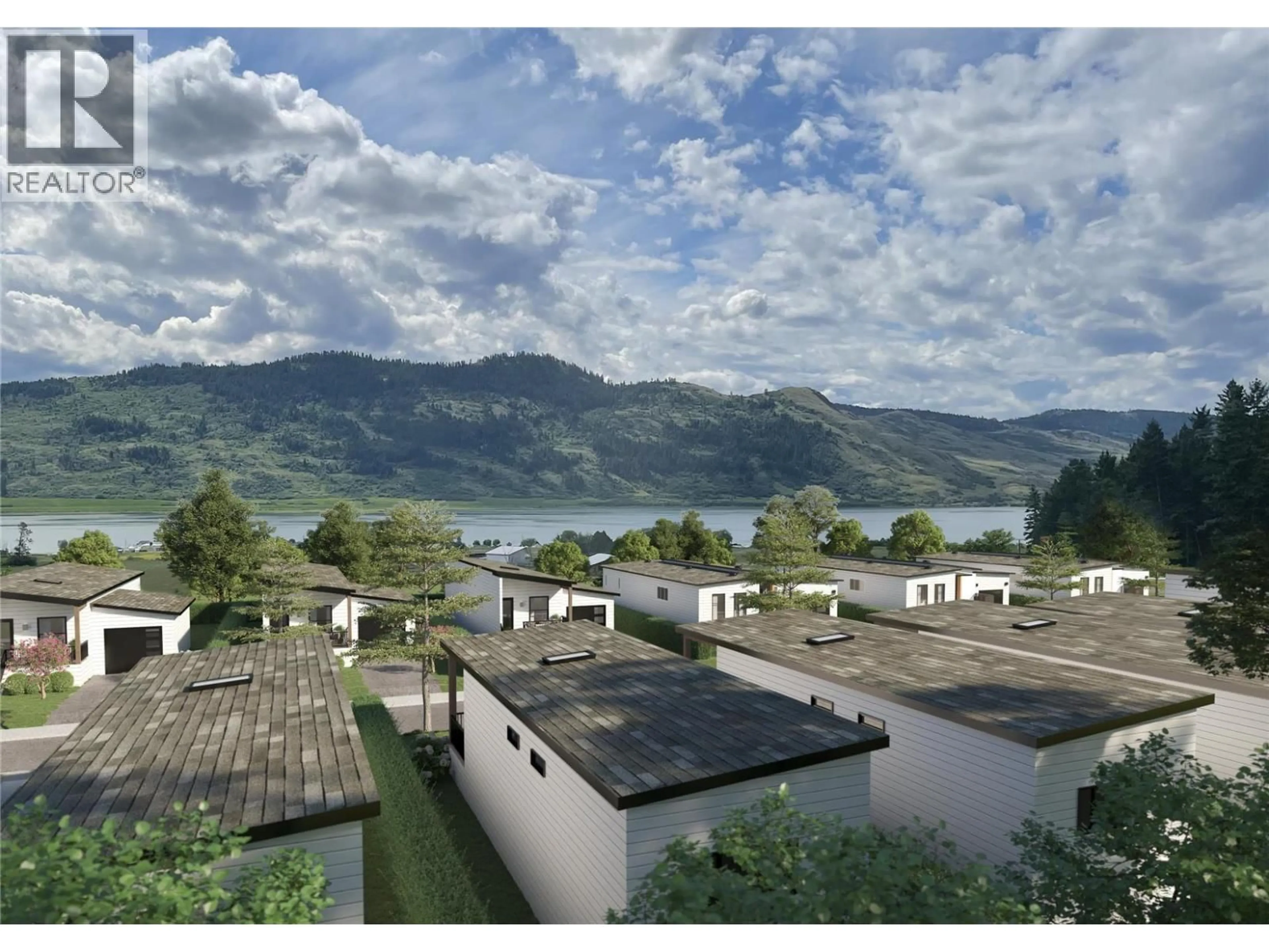 A pic from outside/outdoor area/front of a property/back of a property/a pic from drone, mountain view for 1 - 12204 WESTSIDE ROAD, Vernon British Columbia V1H2A4