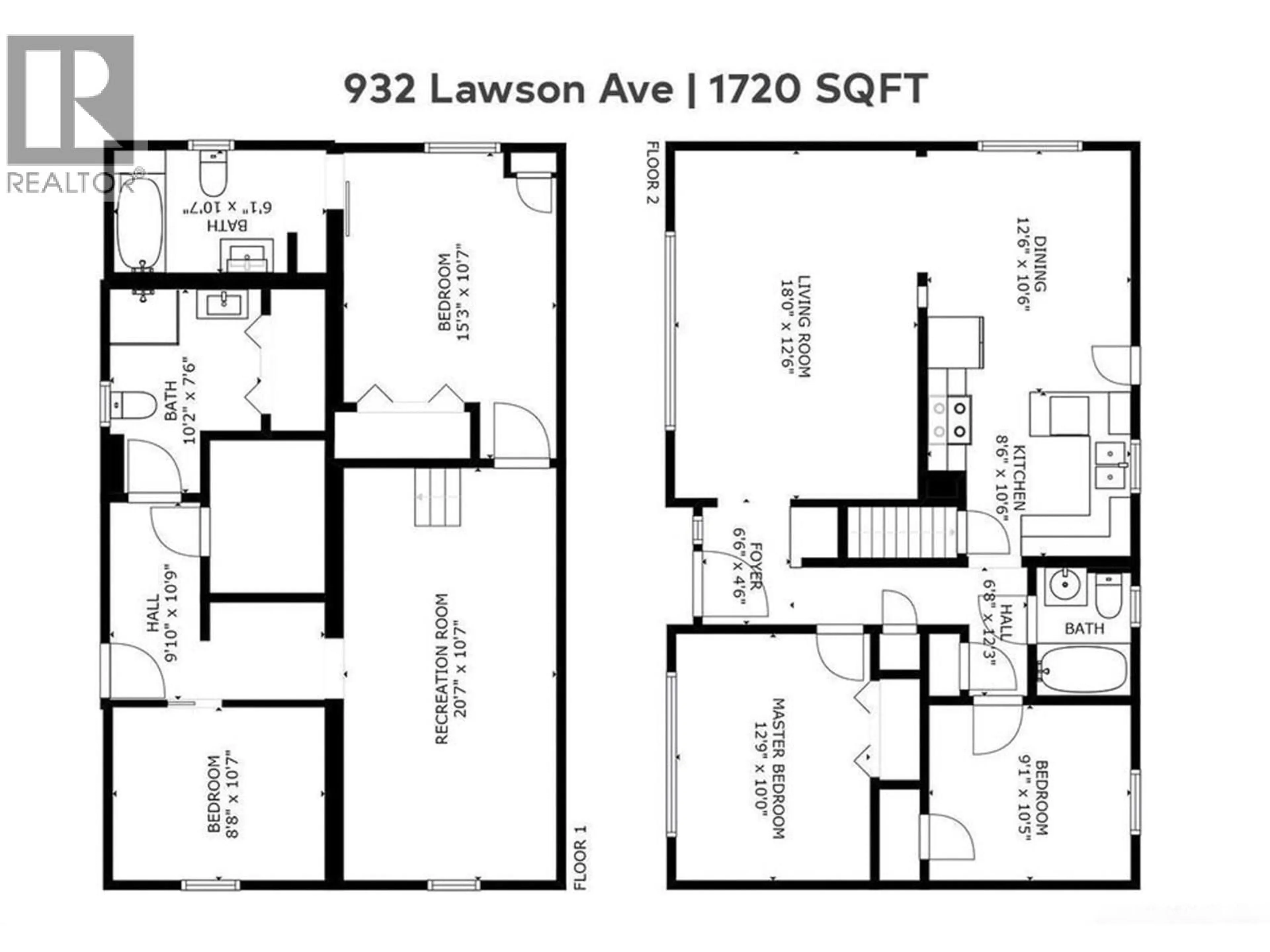 Floor plan for 932-930 LAWSON AVENUE, Kelowna British Columbia V1Y6T1