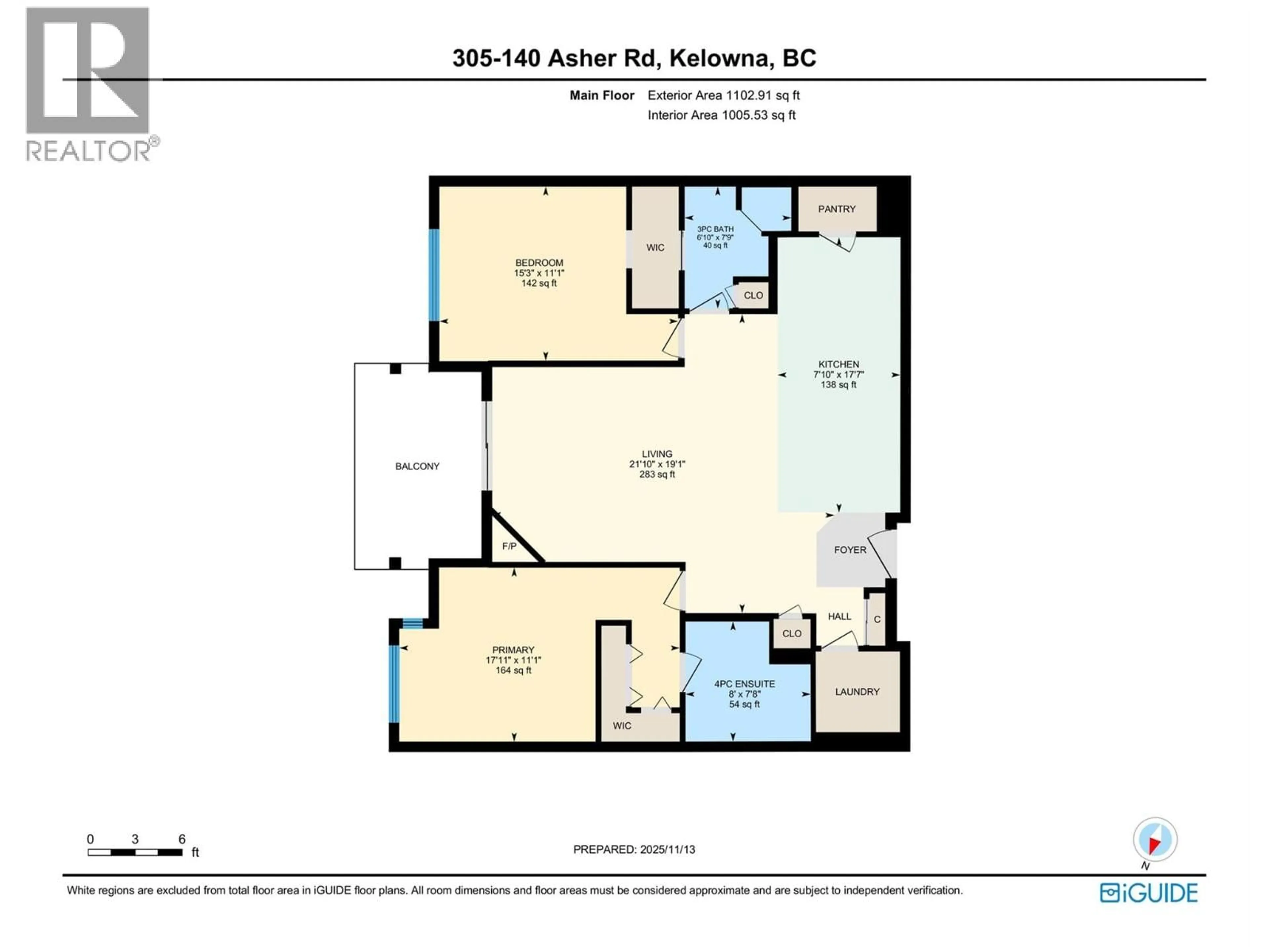 Floor plan for 305 - 140 ASHER ROAD, Kelowna British Columbia V1X3H6