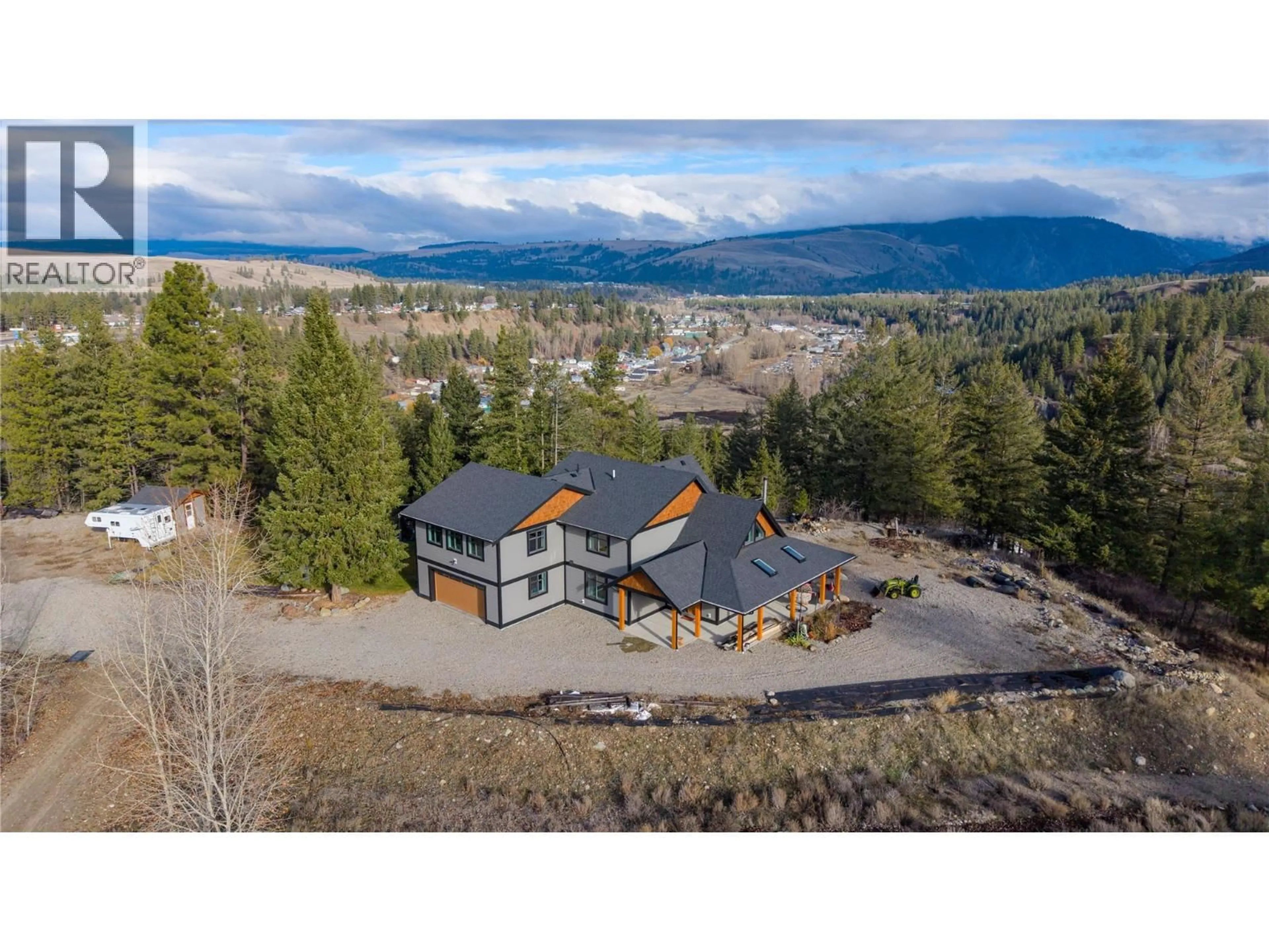 A pic from outside/outdoor area/front of a property/back of a property/a pic from drone, mountain view for 3-640 HWY 3 OTHER, Princeton British Columbia V0X1W0