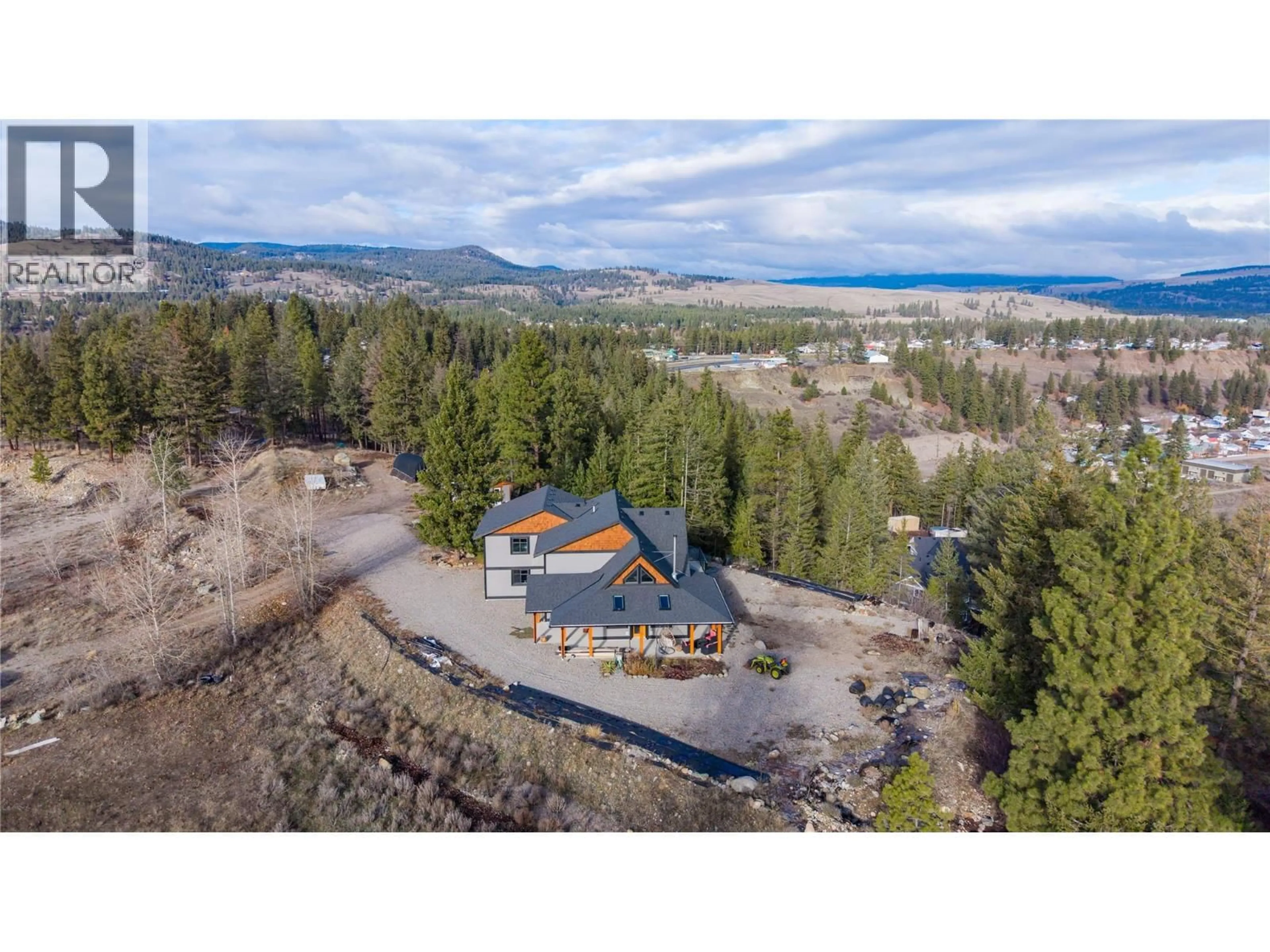 A pic from outside/outdoor area/front of a property/back of a property/a pic from drone, mountain view for 3-640 HWY 3 OTHER, Princeton British Columbia V0X1W0