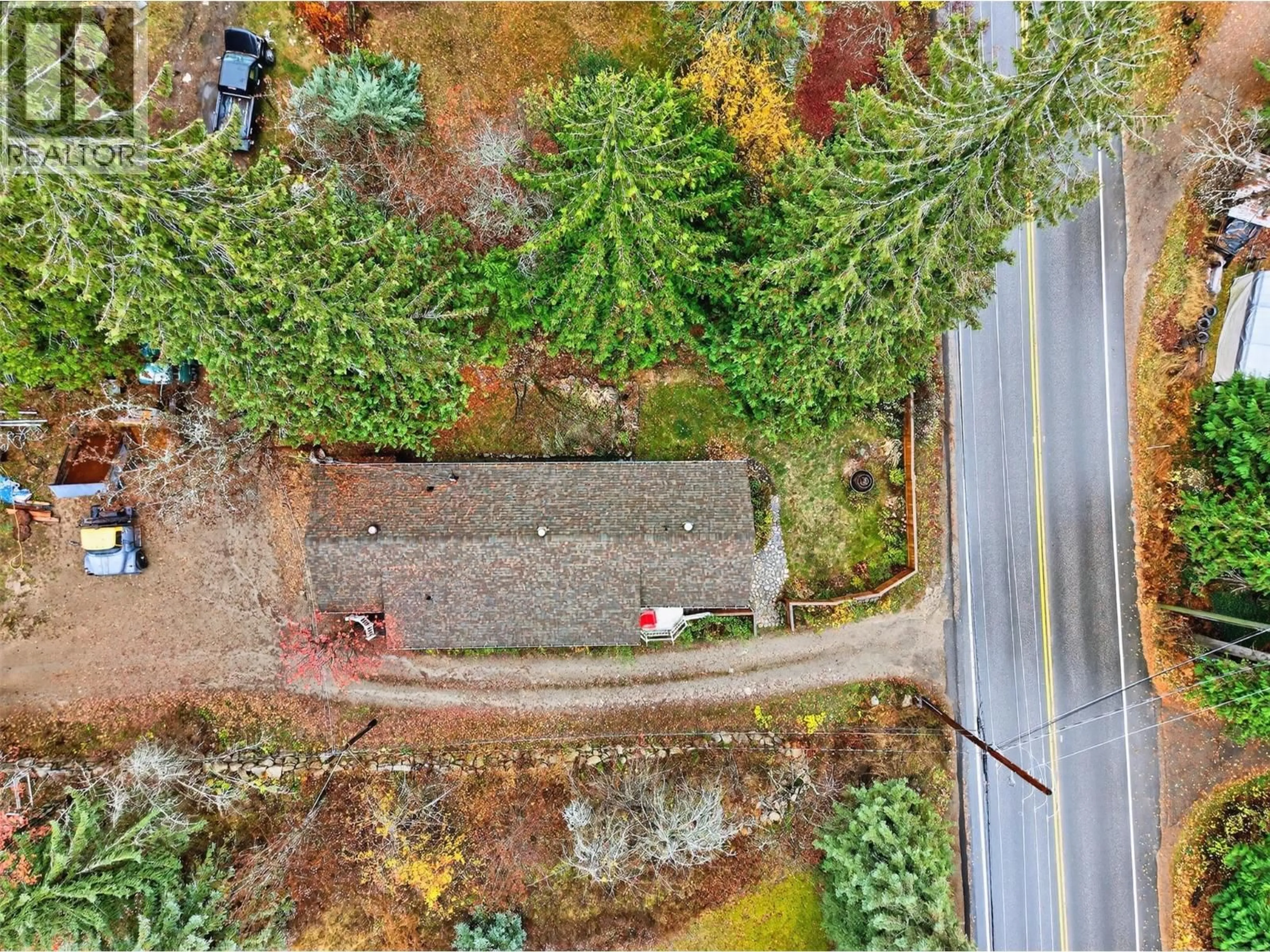 A pic from outside/outdoor area/front of a property/back of a property/a pic from drone, forest/trees view for 2183 3A HIGHWAY, Nelson British Columbia V1L6K5