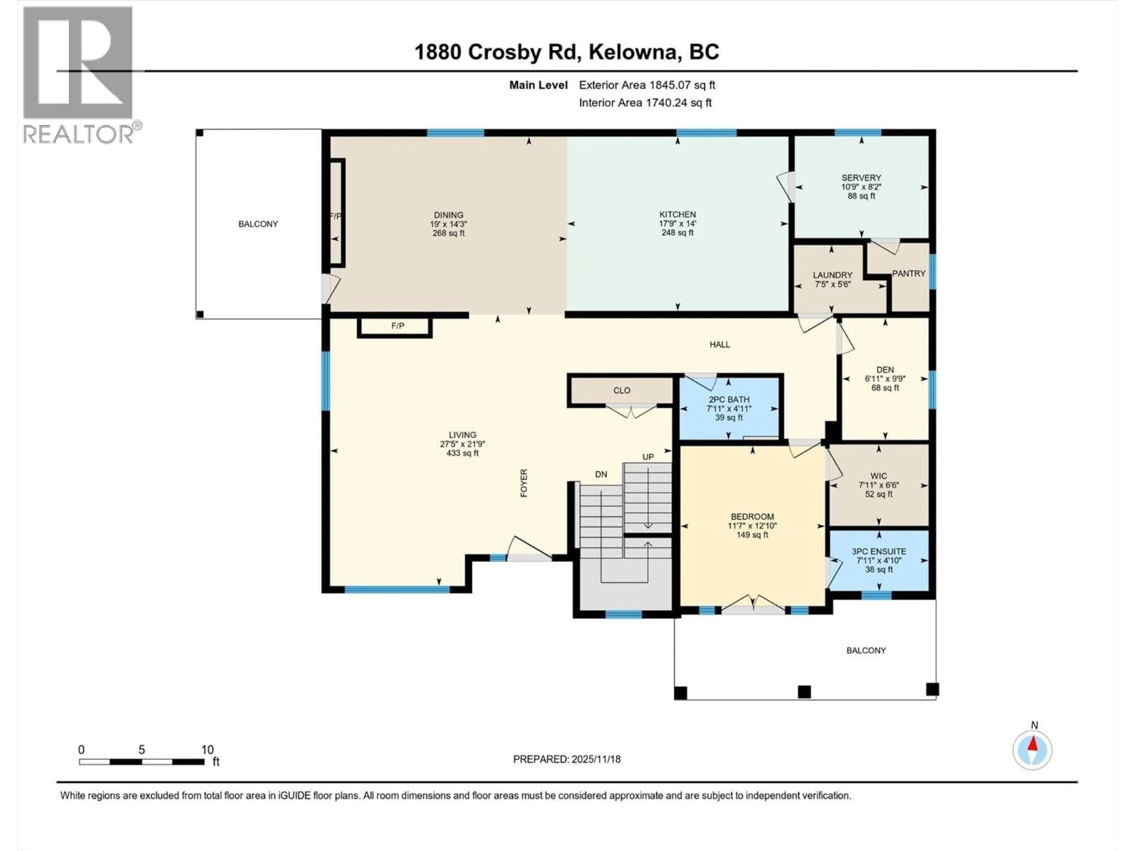 Floor plan for 1818 CROSBY ROAD, Kelowna British Columbia V1V1T4