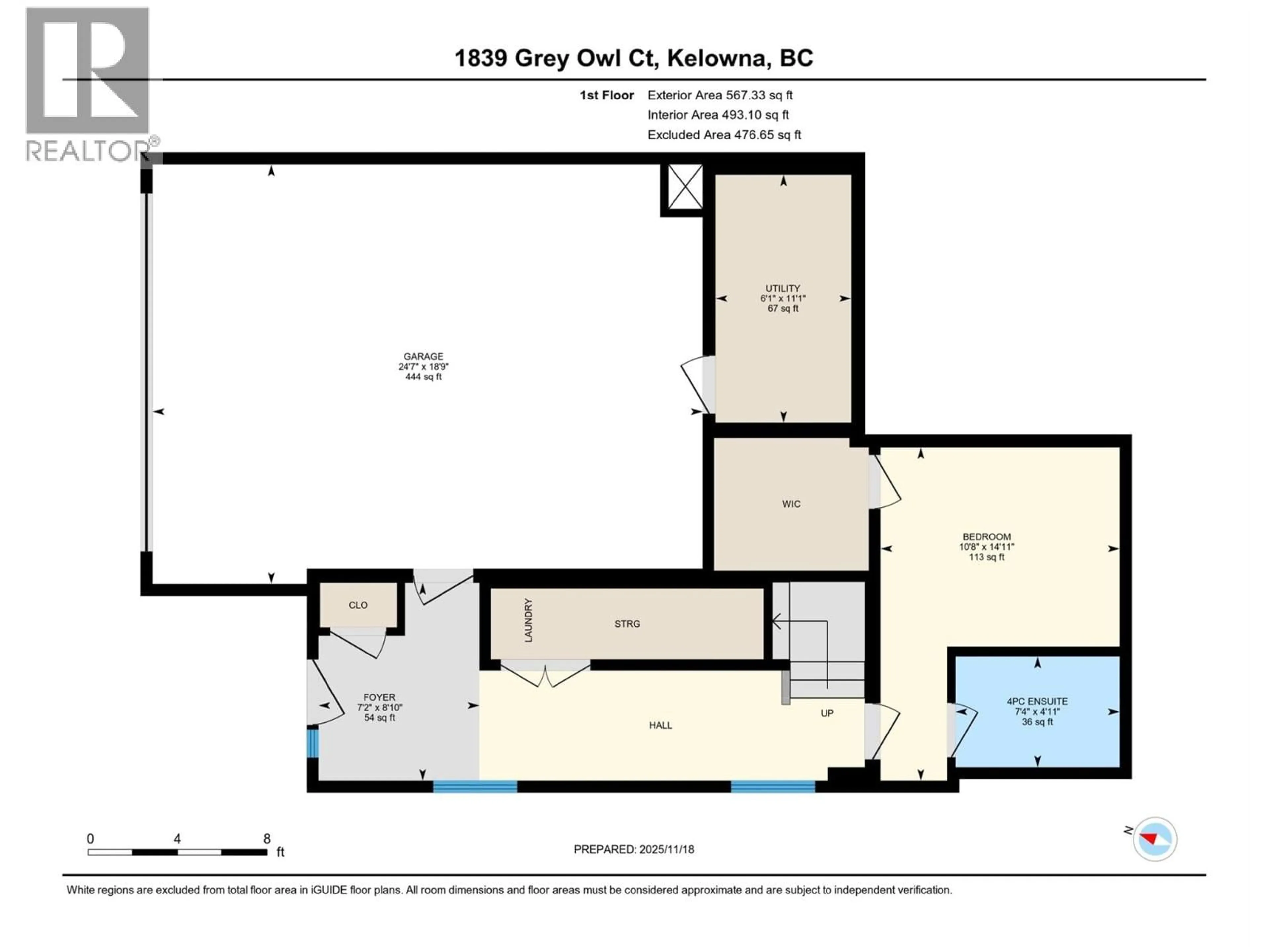 Floor plan for 1839 GREY OWL COURT, Kelowna British Columbia V1V0C6