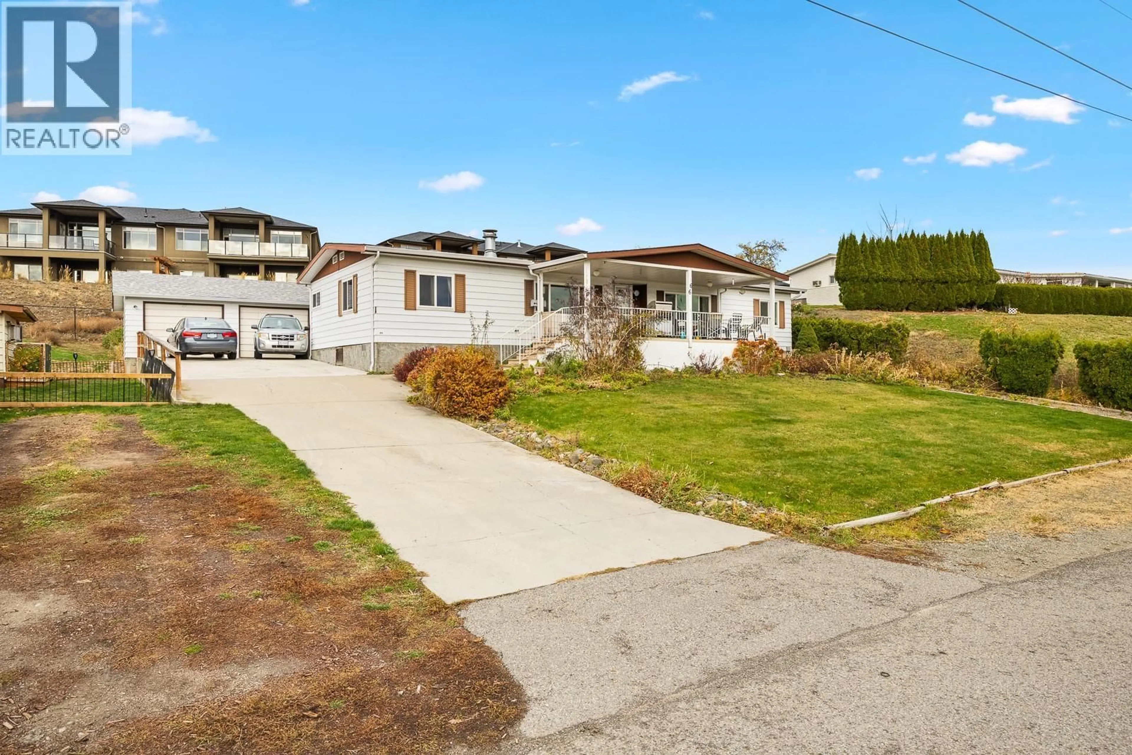 A pic from outside/outdoor area/front of a property/back of a property/a pic from drone, street for 66 - 2098 BOUCHERIE ROAD, West Kelowna British Columbia V4T2A5