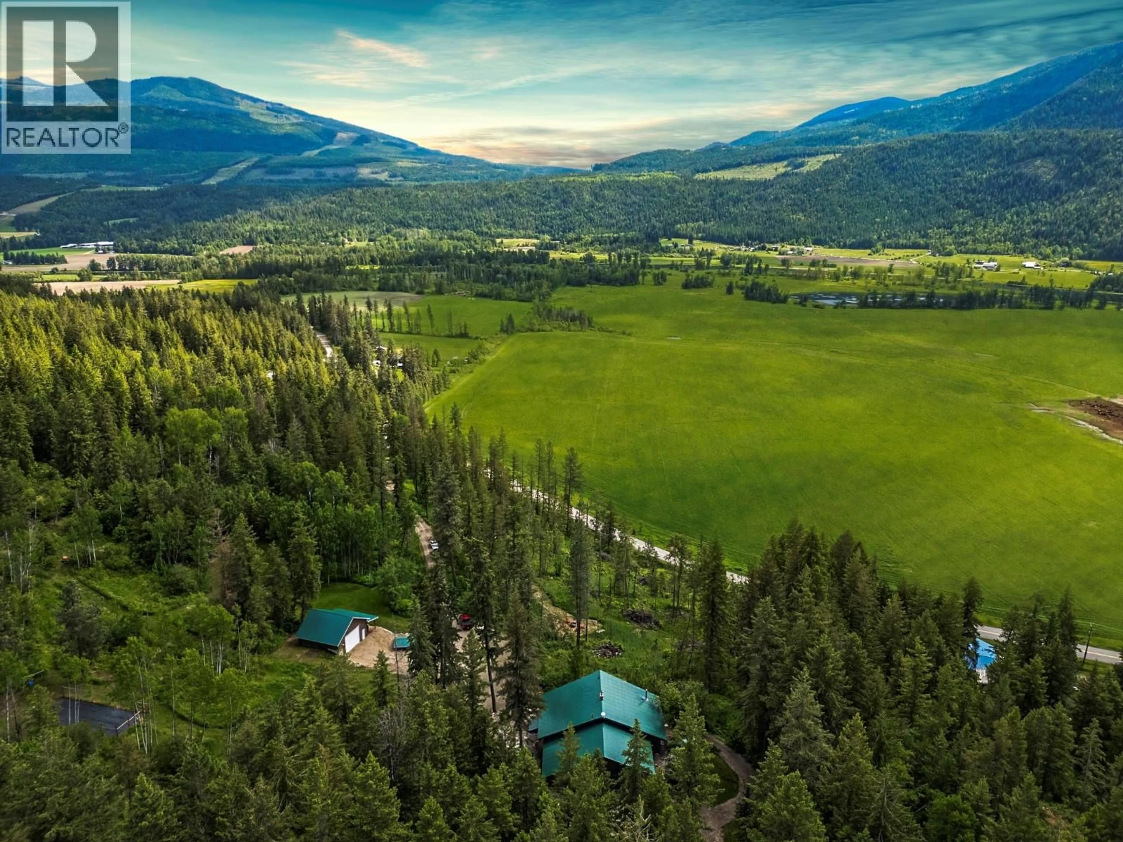 A pic from outside/outdoor area/front of a property/back of a property/a pic from drone, mountain view for 1099 ENDERBY MABEL LAKE ROAD, Enderby British Columbia V0E1V5