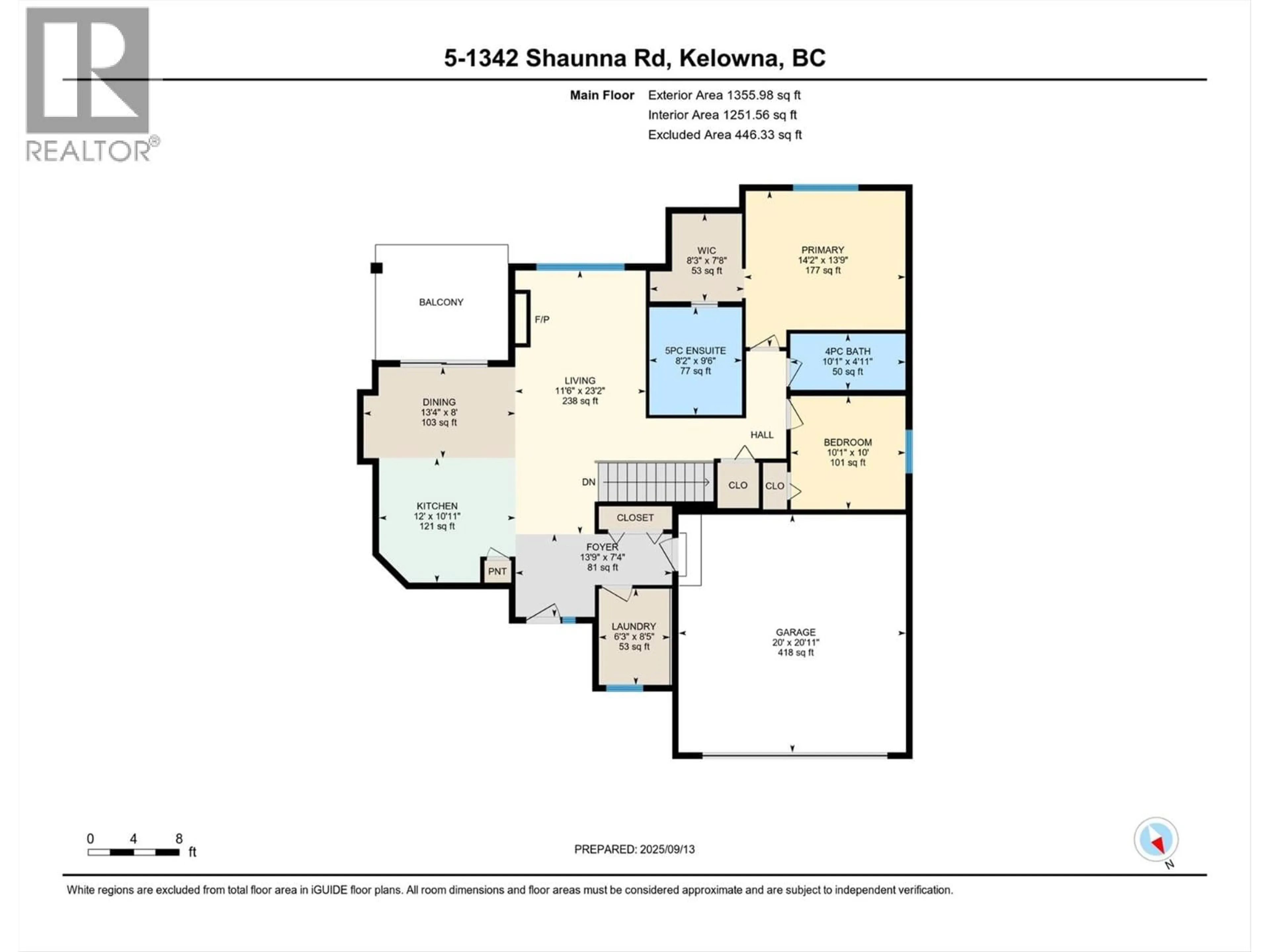 Floor plan for 5 - 1342 SHAUNNA ROAD, Kelowna British Columbia V1P1P8