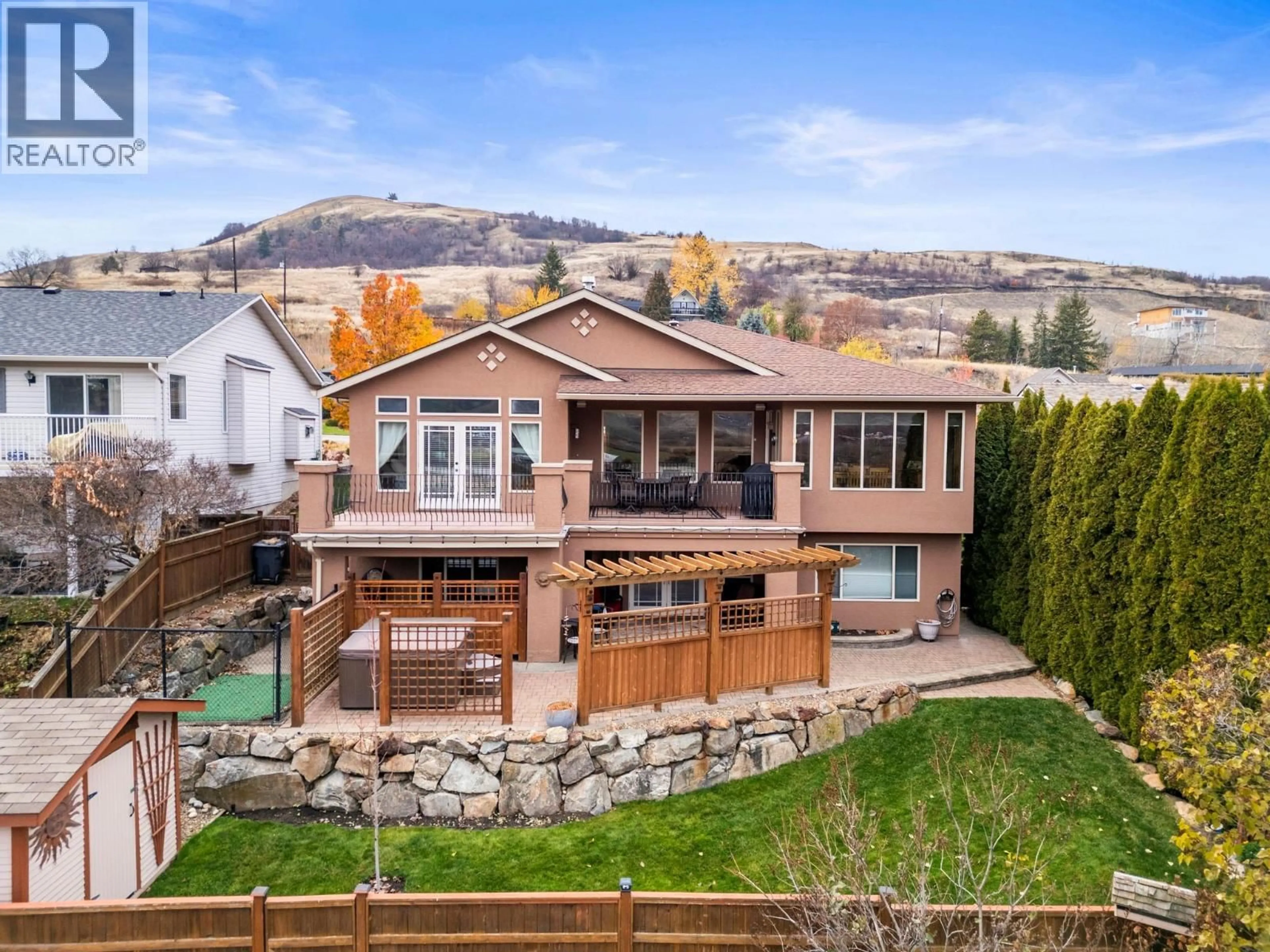 A pic from outside/outdoor area/front of a property/back of a property/a pic from drone, mountain view for 289 INVERNESS DRIVE, Coldstream British Columbia V1B3W1