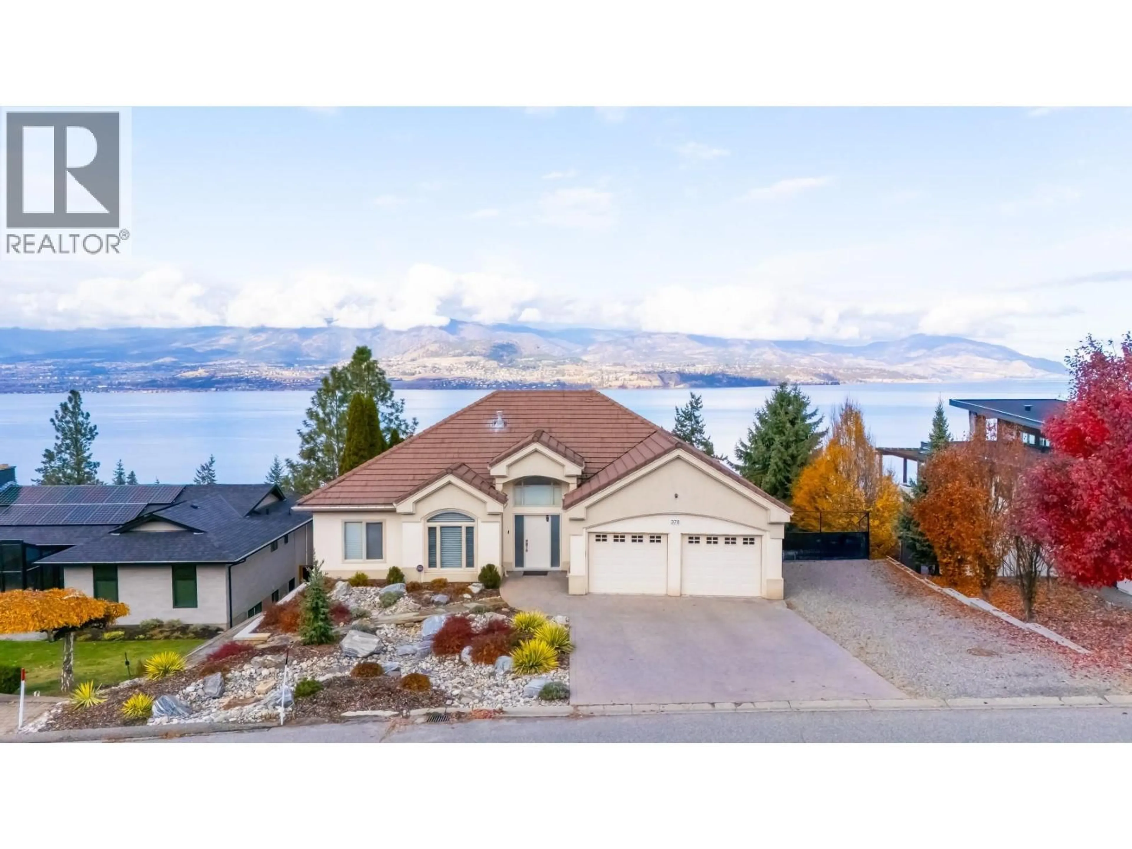 A pic from outside/outdoor area/front of a property/back of a property/a pic from drone, water/lake/river/ocean view for 378 OKAVIEW ROAD, Kelowna British Columbia V1W4K3