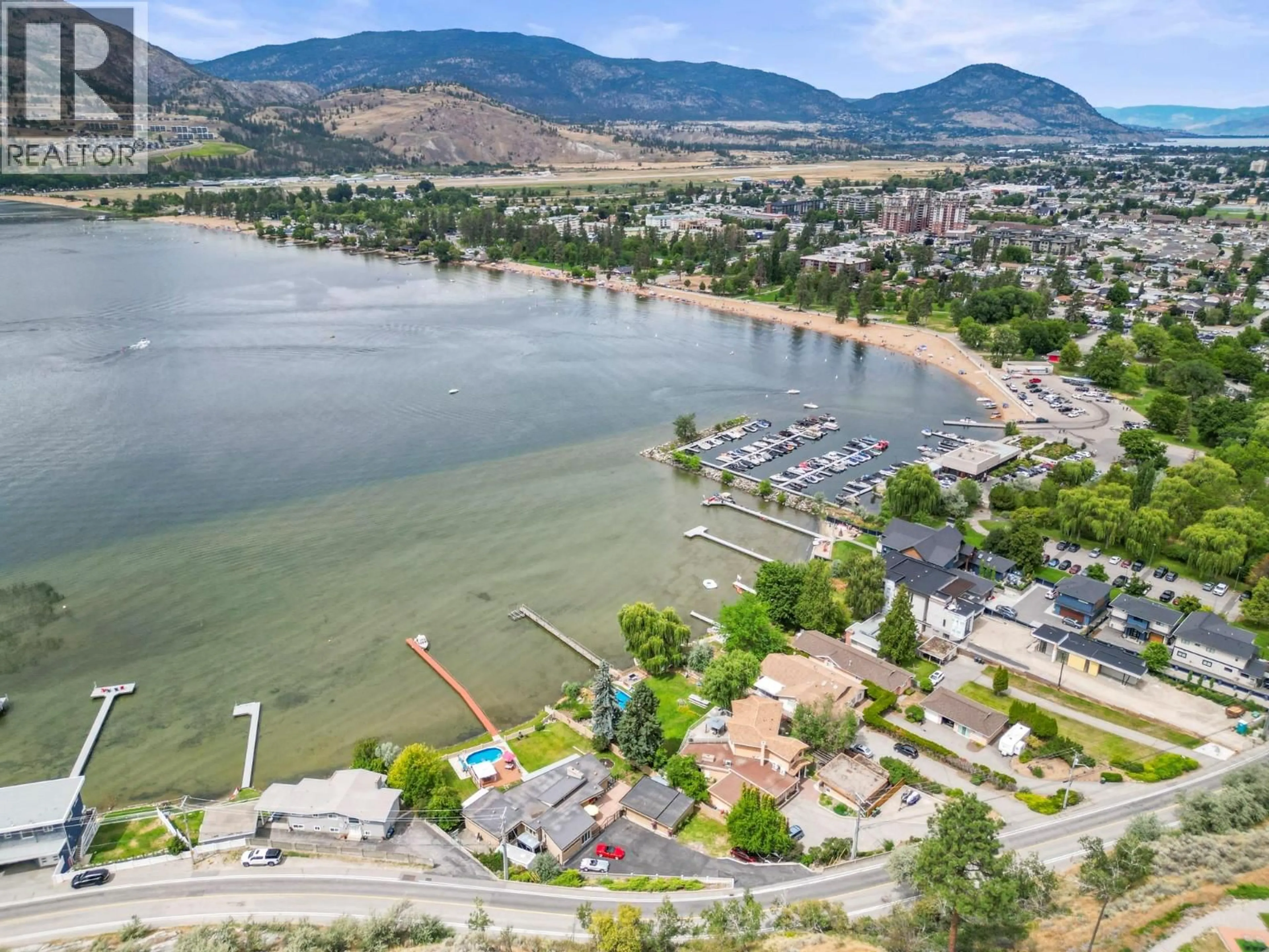 A pic from outside/outdoor area/front of a property/back of a property/a pic from drone, water/lake/river/ocean view for 3939 LAKESIDE ROAD, Penticton British Columbia V2A8W1