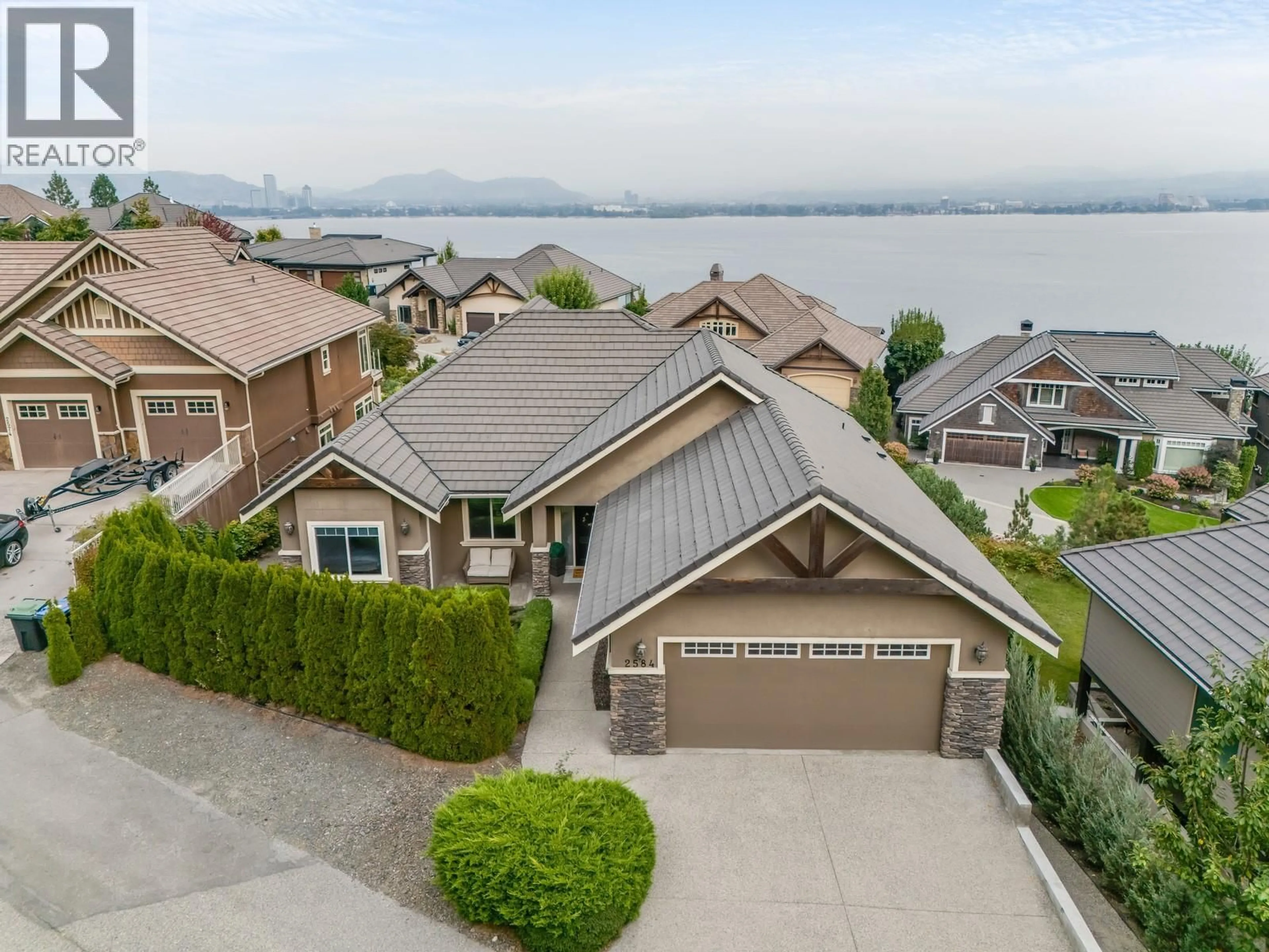 A pic from outside/outdoor area/front of a property/back of a property/a pic from drone, water/lake/river/ocean view for 2584 LUCINDE ROAD, West Kelowna British Columbia V1Z4B1