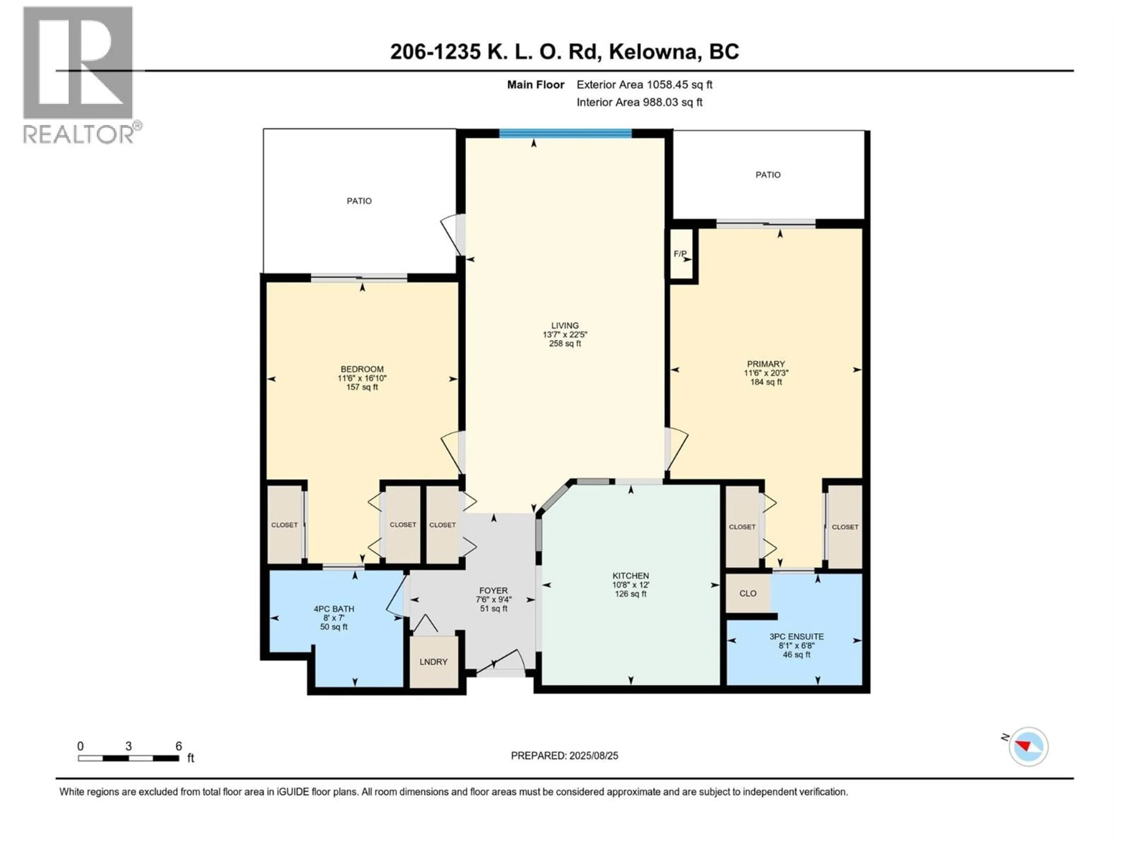 Floor plan for 206 - 1235 KLO ROAD, Kelowna British Columbia V1W3N7
