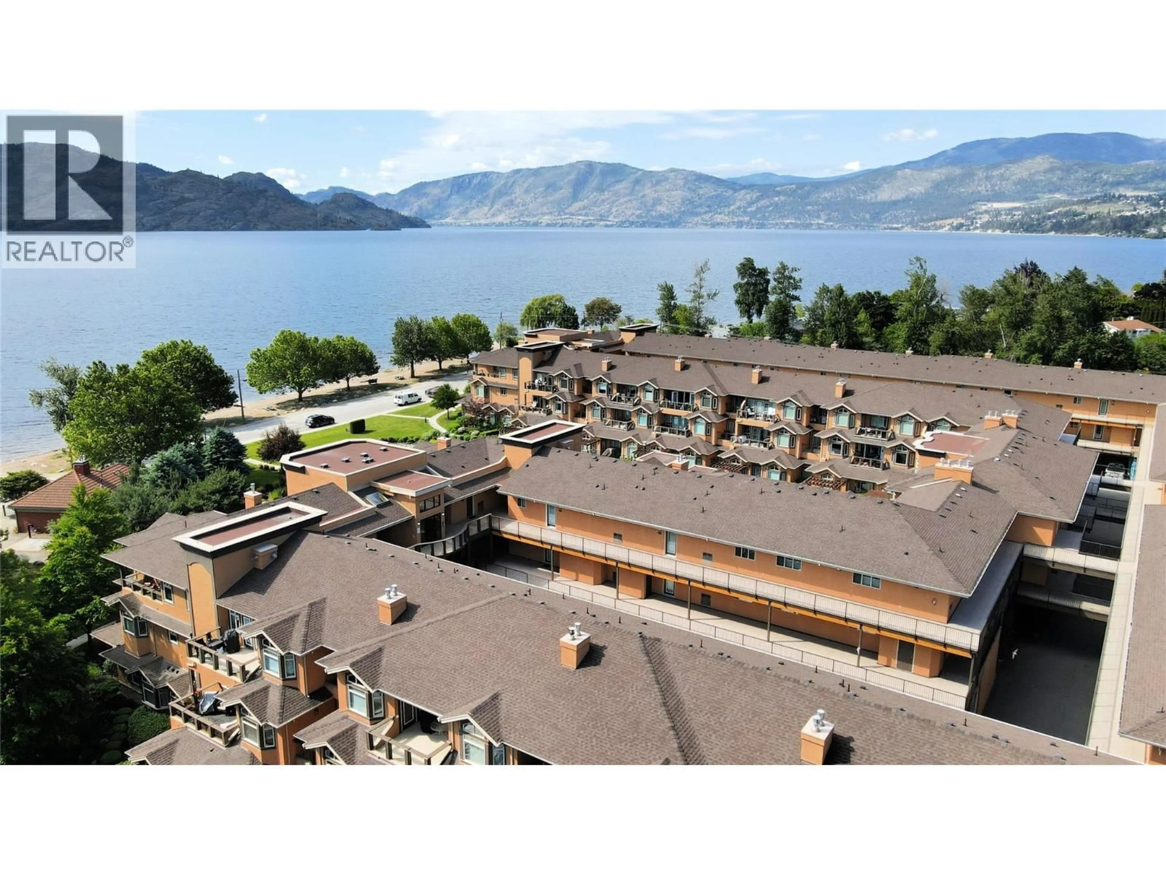 A pic from outside/outdoor area/front of a property/back of a property/a pic from drone, water/lake/river/ocean view for 335 - 3996 BEACH AVENUE, Peachland British Columbia V0H1X5