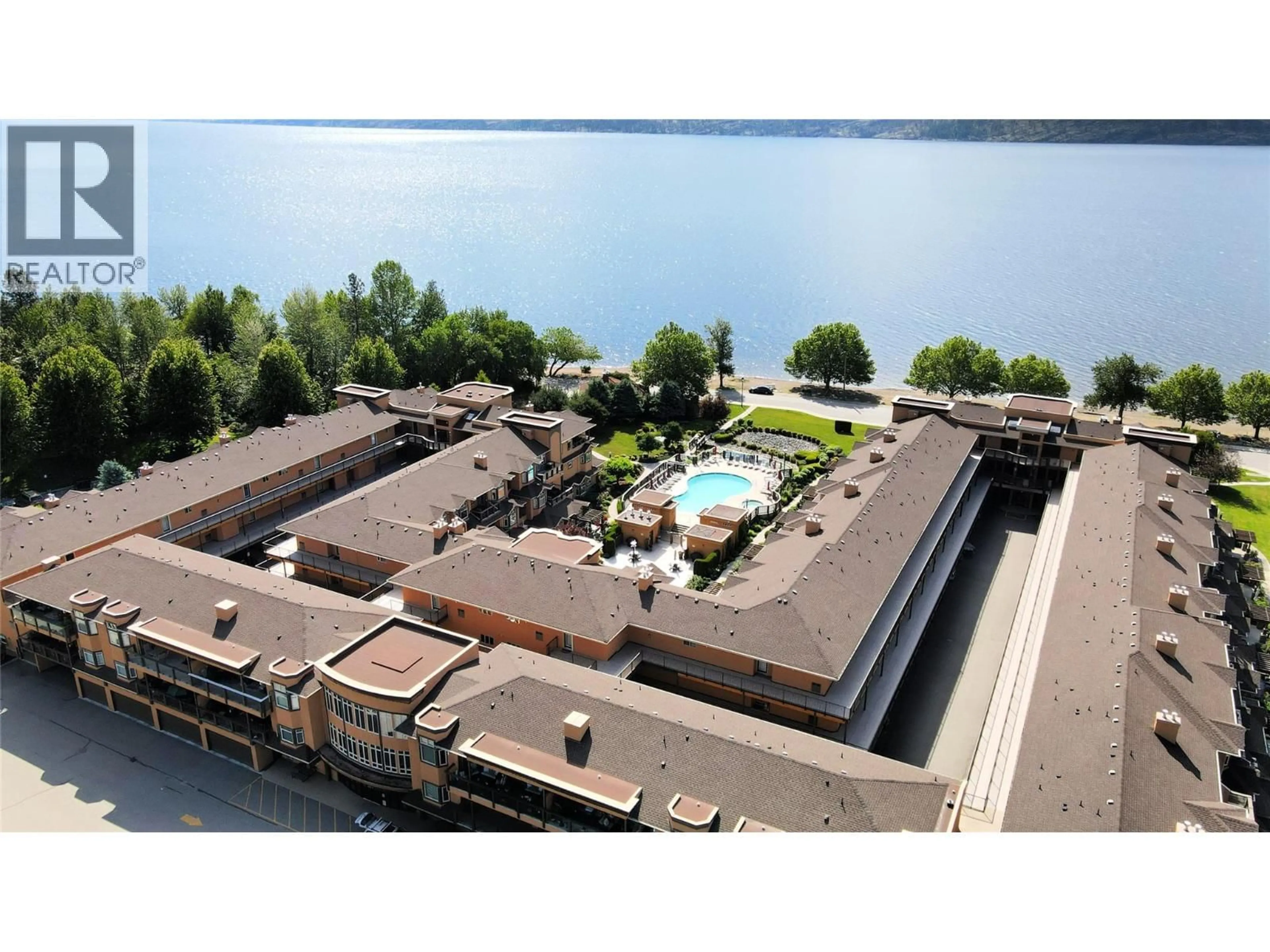 A pic from outside/outdoor area/front of a property/back of a property/a pic from drone, water/lake/river/ocean view for 335 - 3996 BEACH AVENUE, Peachland British Columbia V0H1X5
