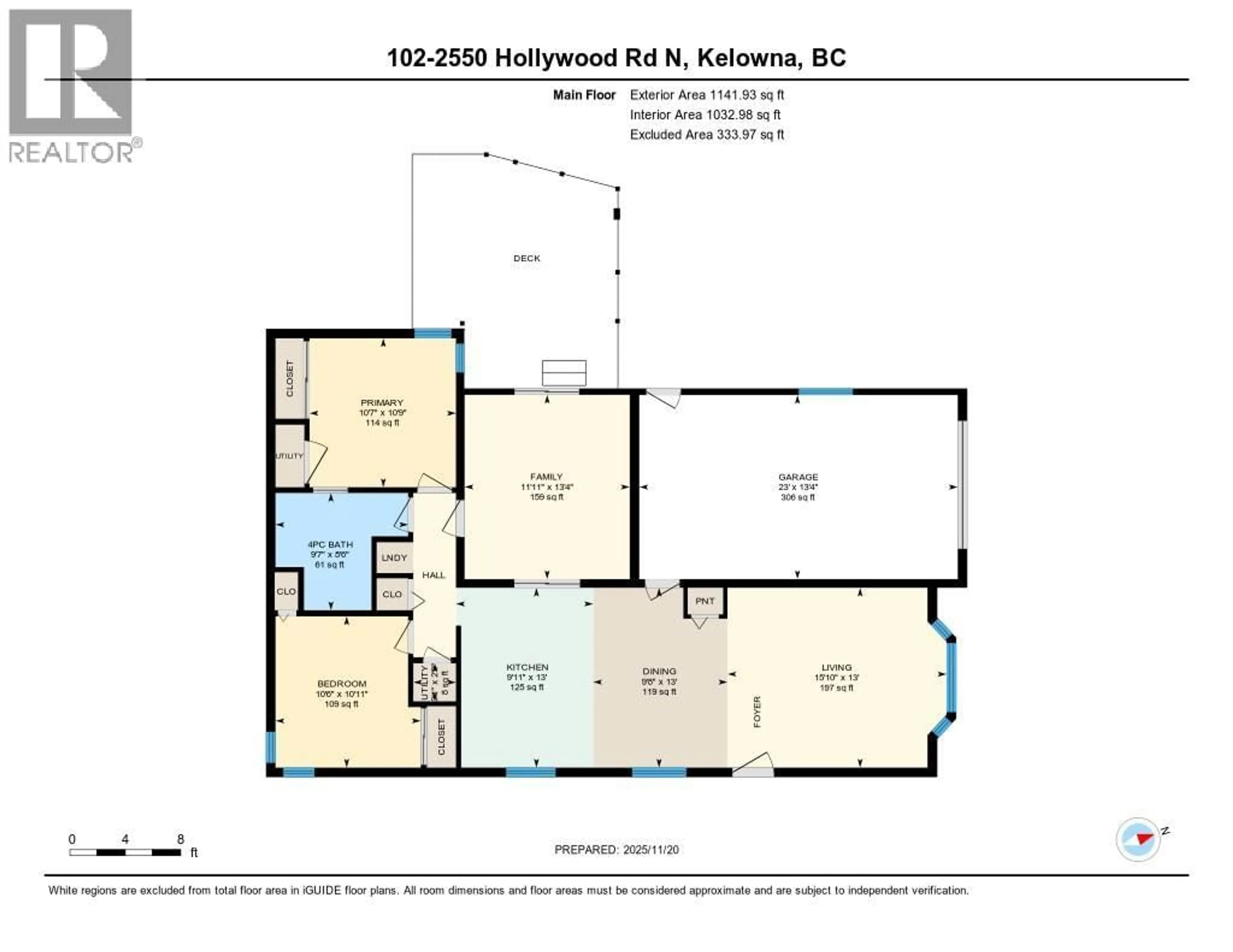 Floor plan for 102 - 2550 HOLLYWOOD ROAD NORTH, Kelowna British Columbia V1V2S6