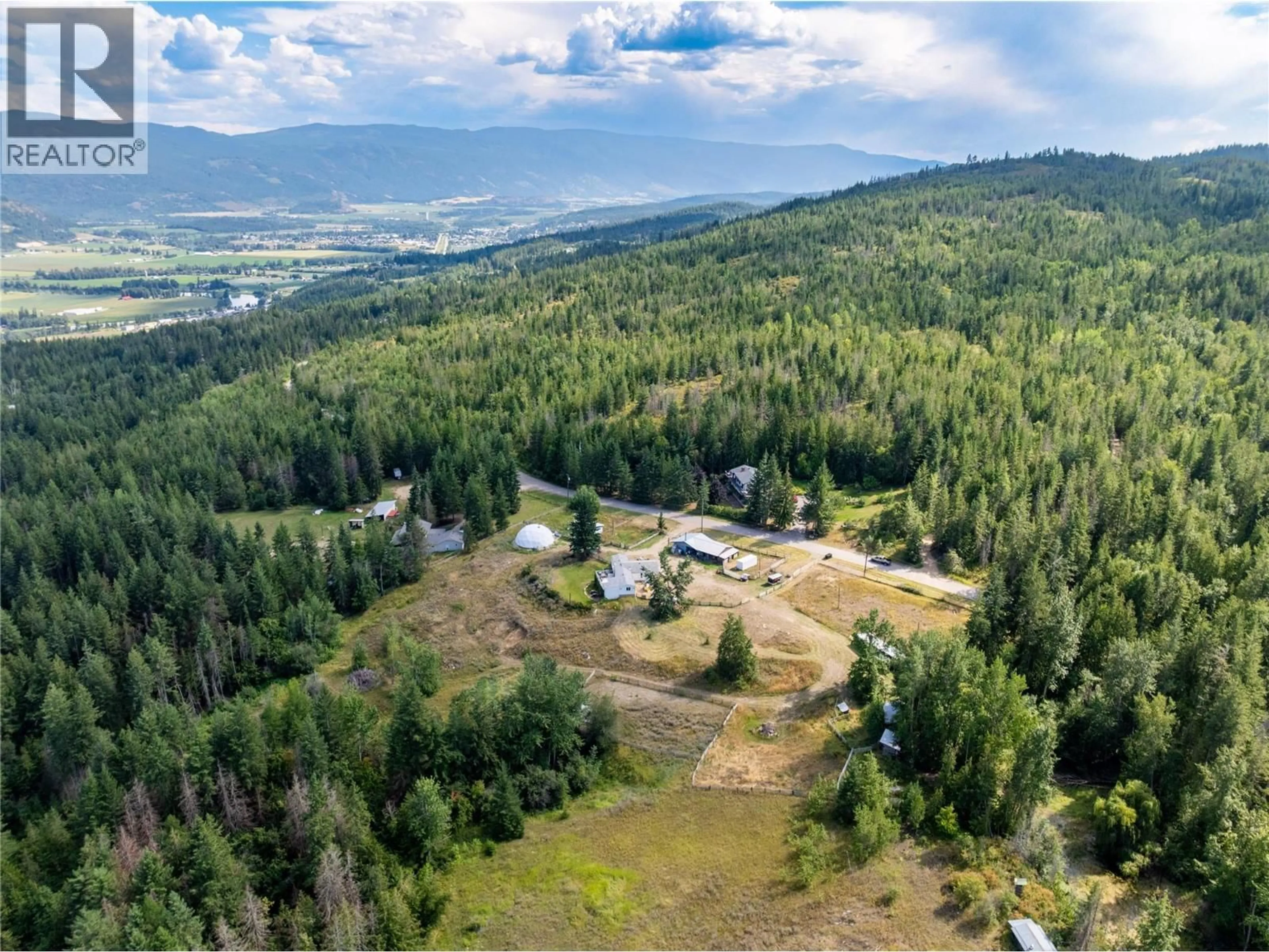 A pic from outside/outdoor area/front of a property/back of a property/a pic from drone, mountain view for 397 GLENMARY ROAD, Enderby British Columbia V0E1V3