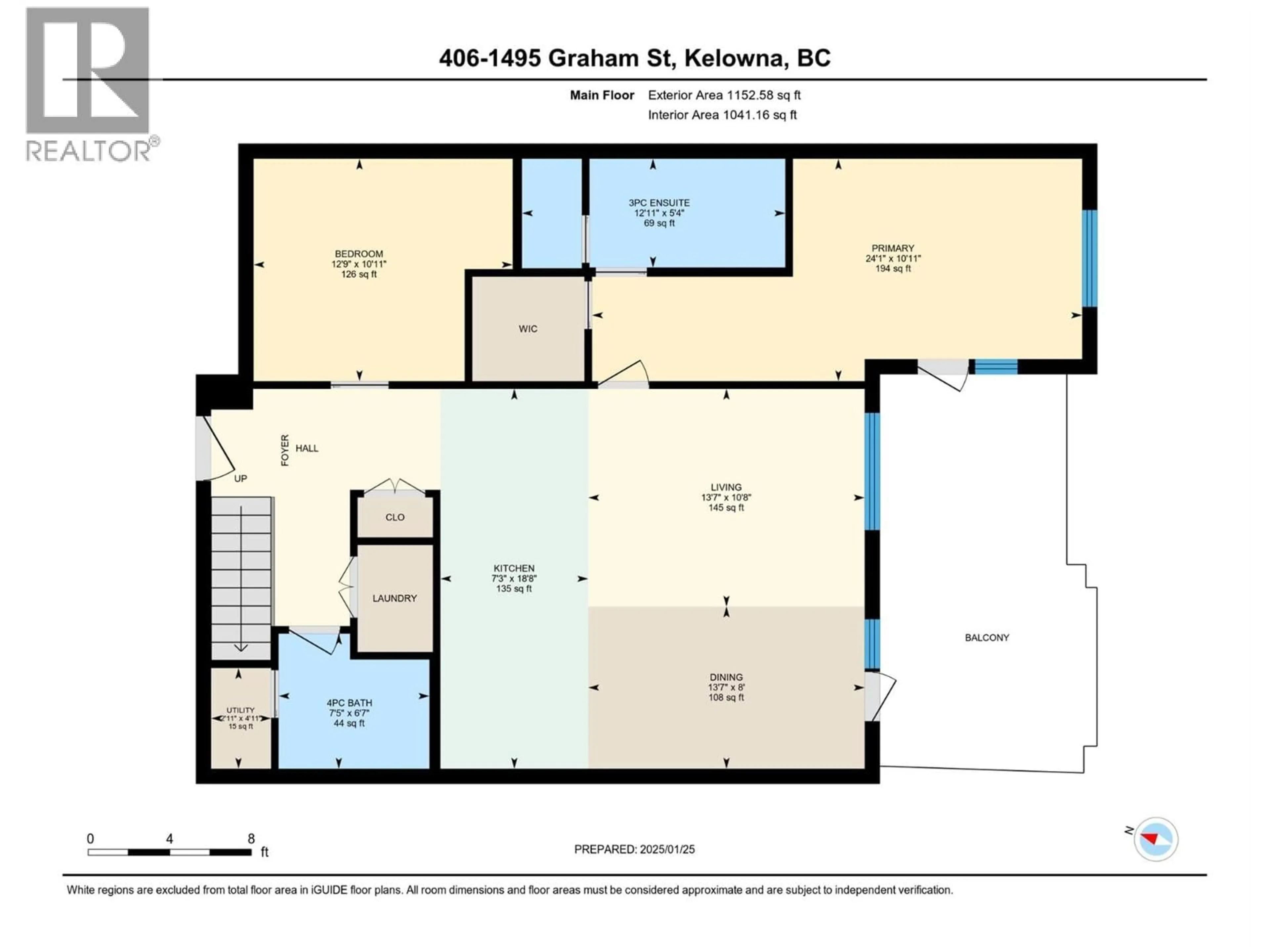 Floor plan for 406 - 1495 GRAHAM STREET, Kelowna British Columbia V1Y3B2