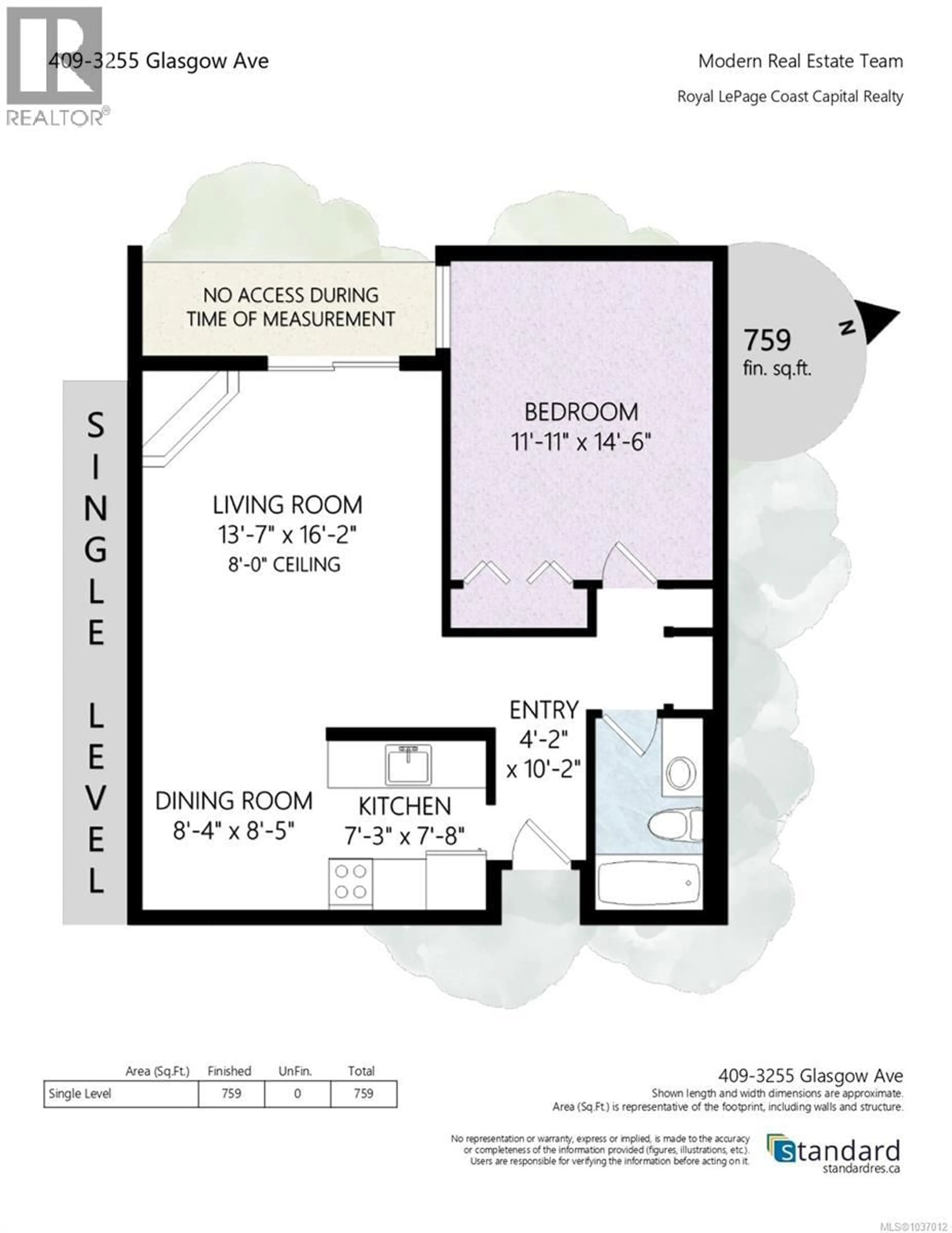 Floor plan for 409 - 3255 GLASGOW AVENUE, Saanich British Columbia V8X4S4