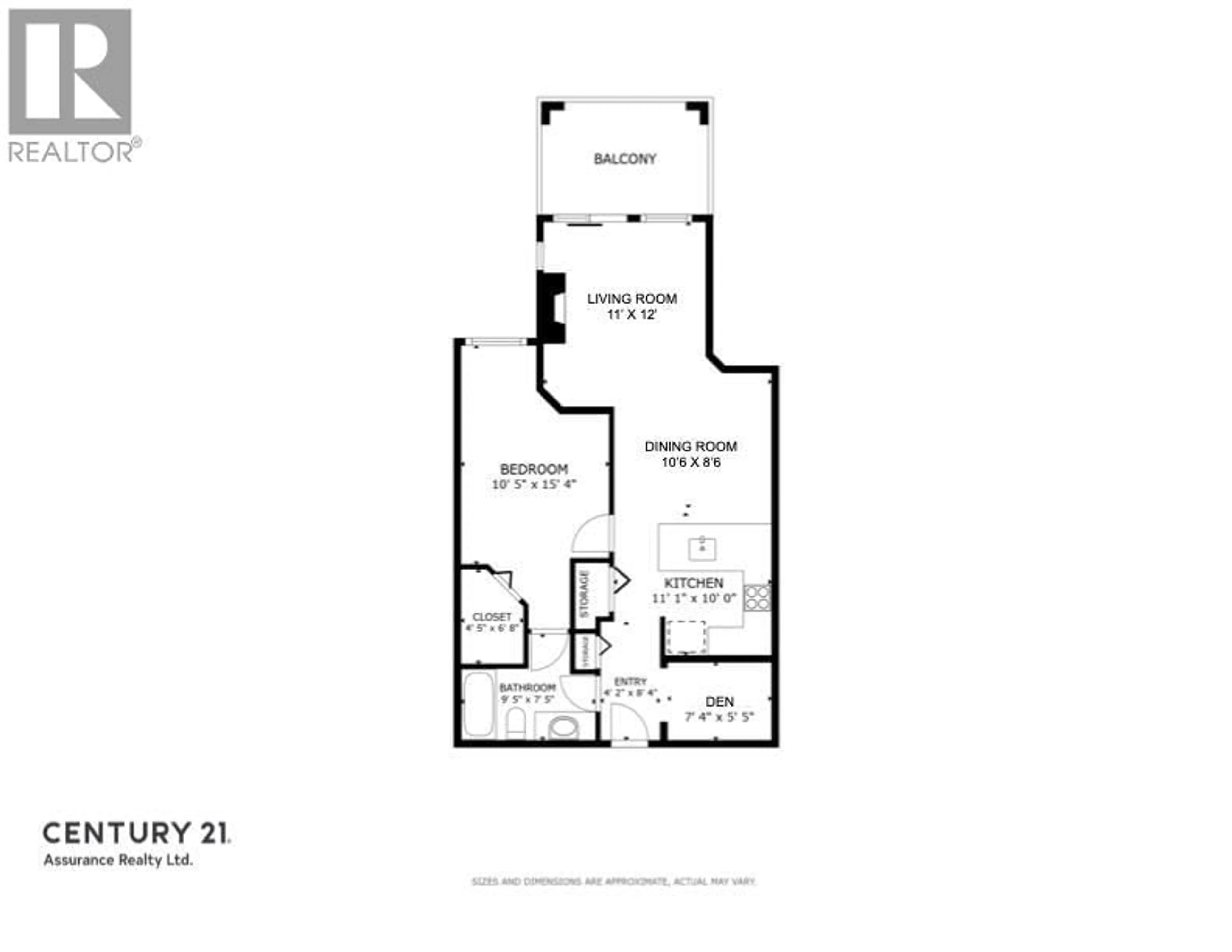 Floor plan for 230 - 1099 SUNSET DRIVE, Kelowna British Columbia V1Y9Z2