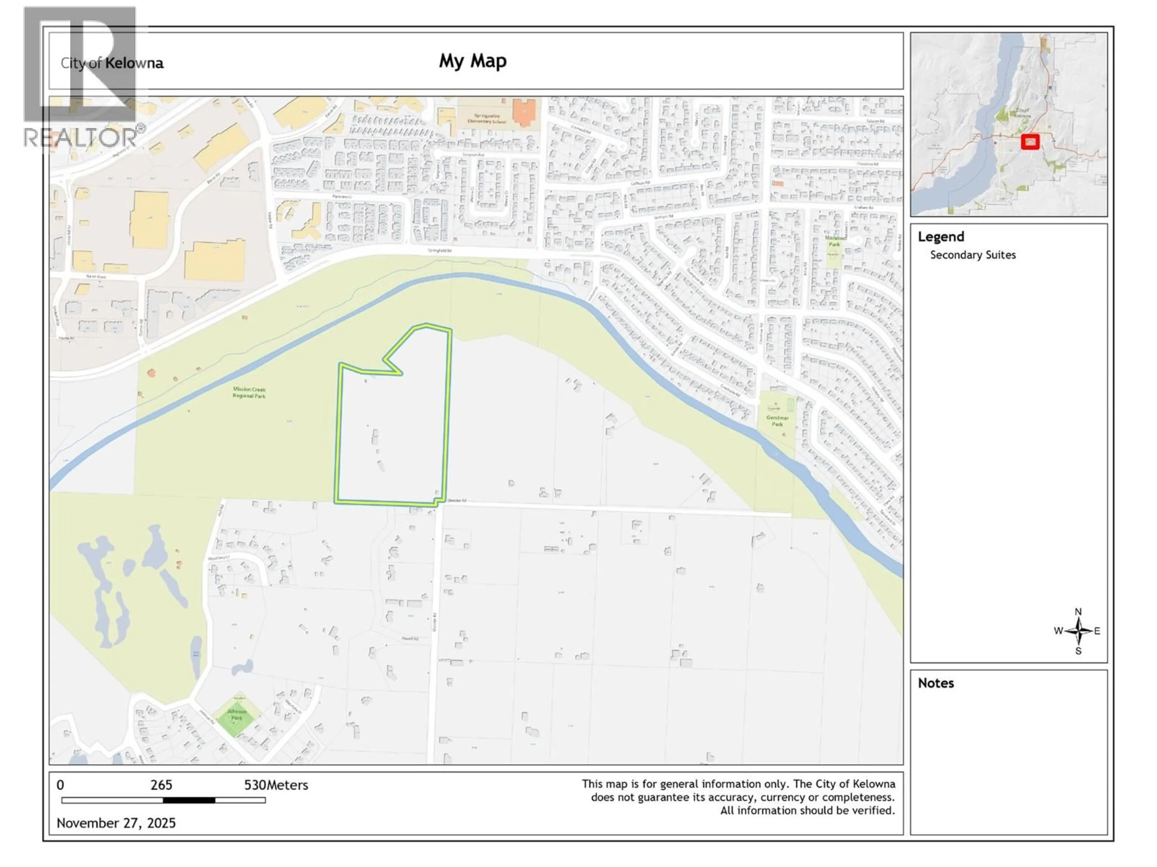 Picture of a map for 2990 DUNSTER ROAD, Kelowna British Columbia V1W4H4