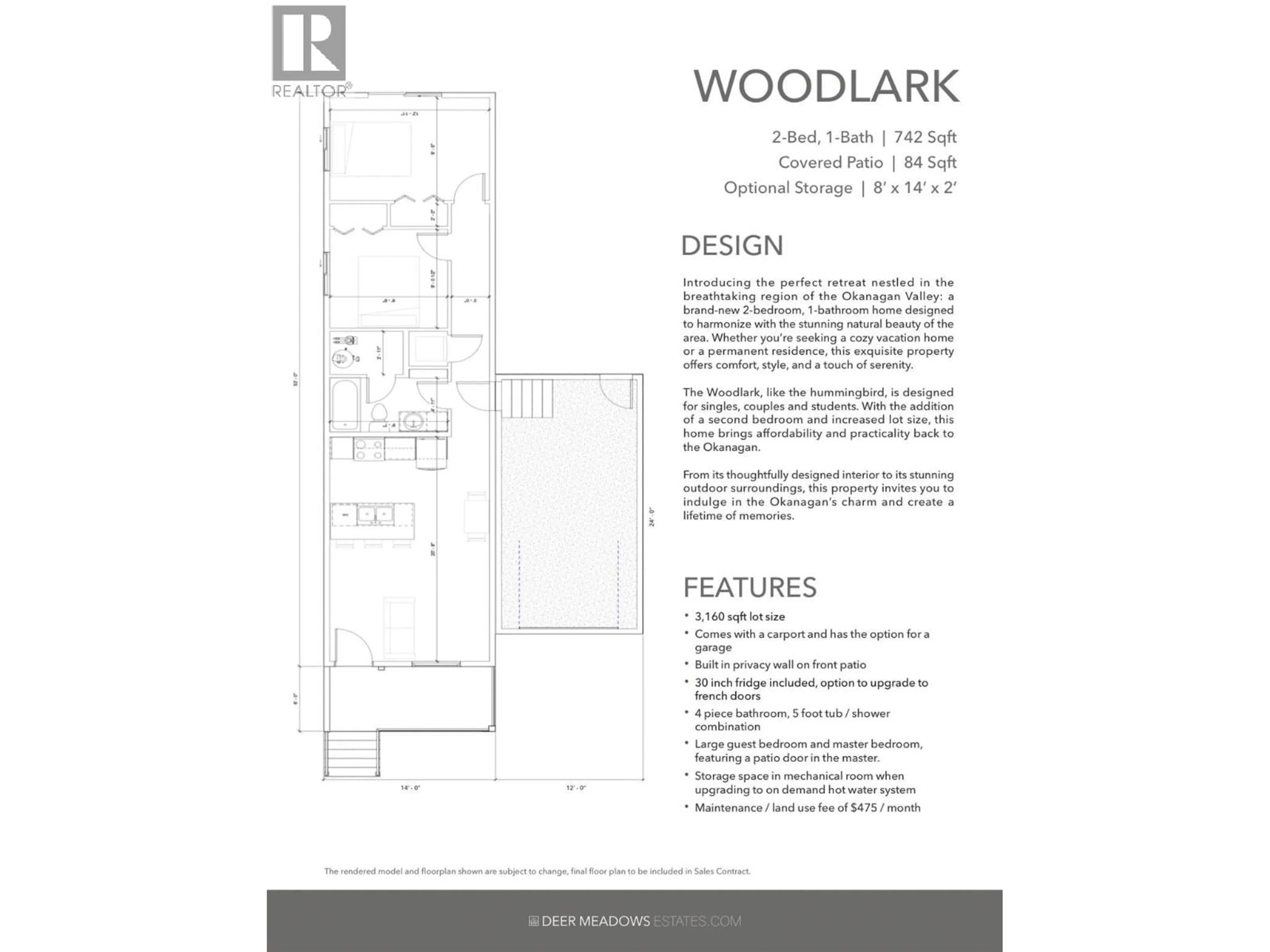 Floor plan for 167 - 8900 JIM BAILEY ROAD, Kelowna British Columbia V4V1E5