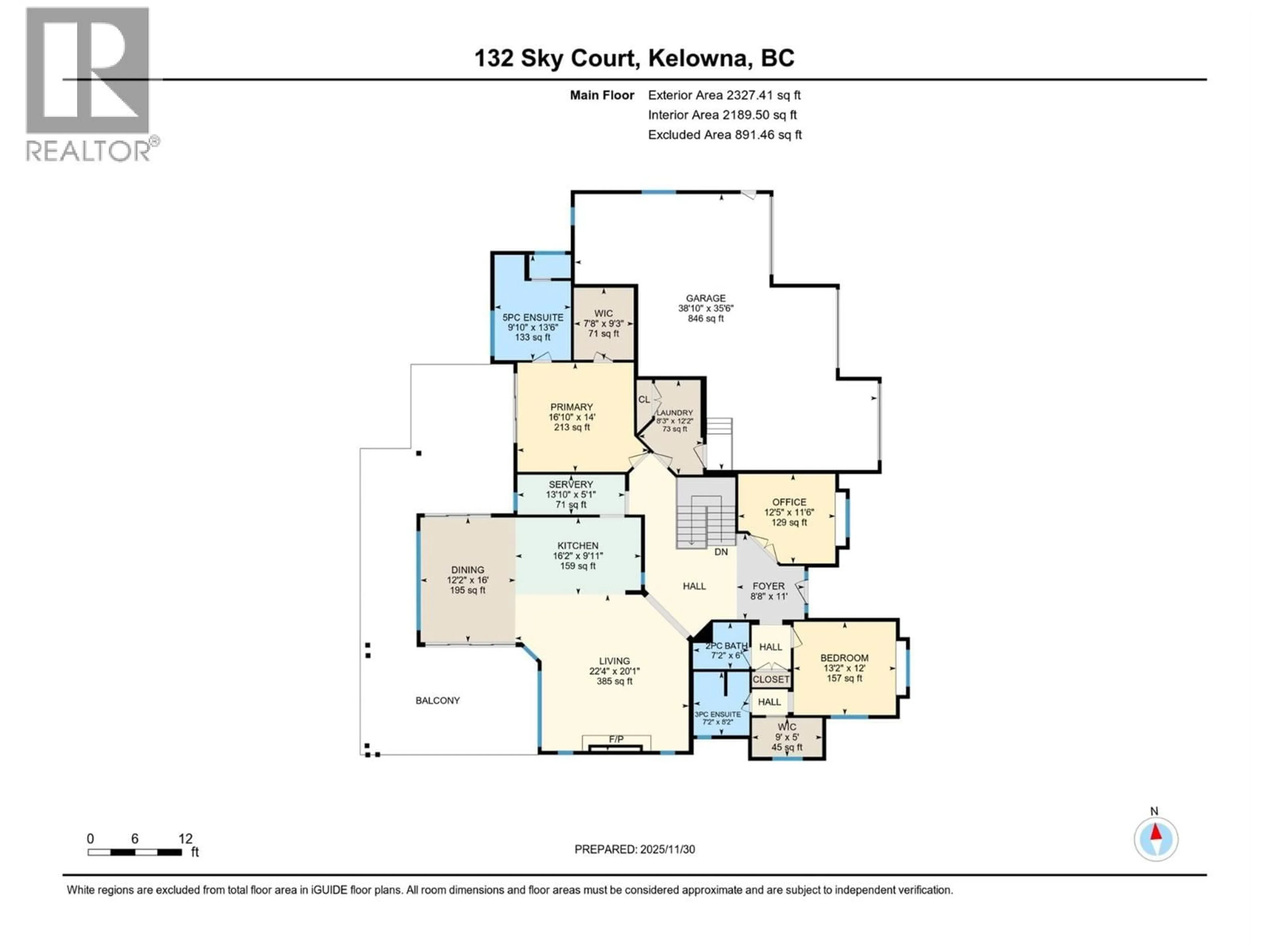 Floor plan for 132 SKY COURT, Kelowna British Columbia V1V3A2