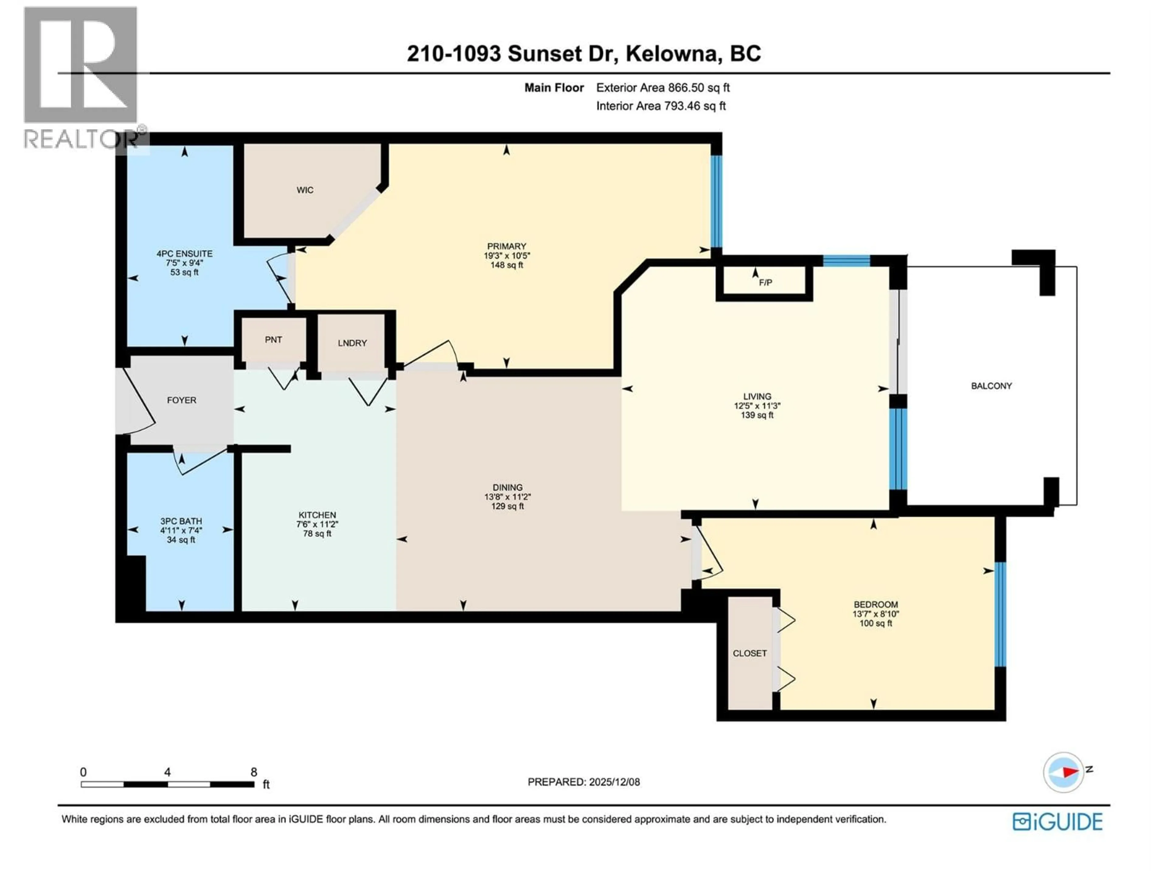 Floor plan for 210 - 1093 SUNSET DRIVE, Kelowna British Columbia V1Y9Z4