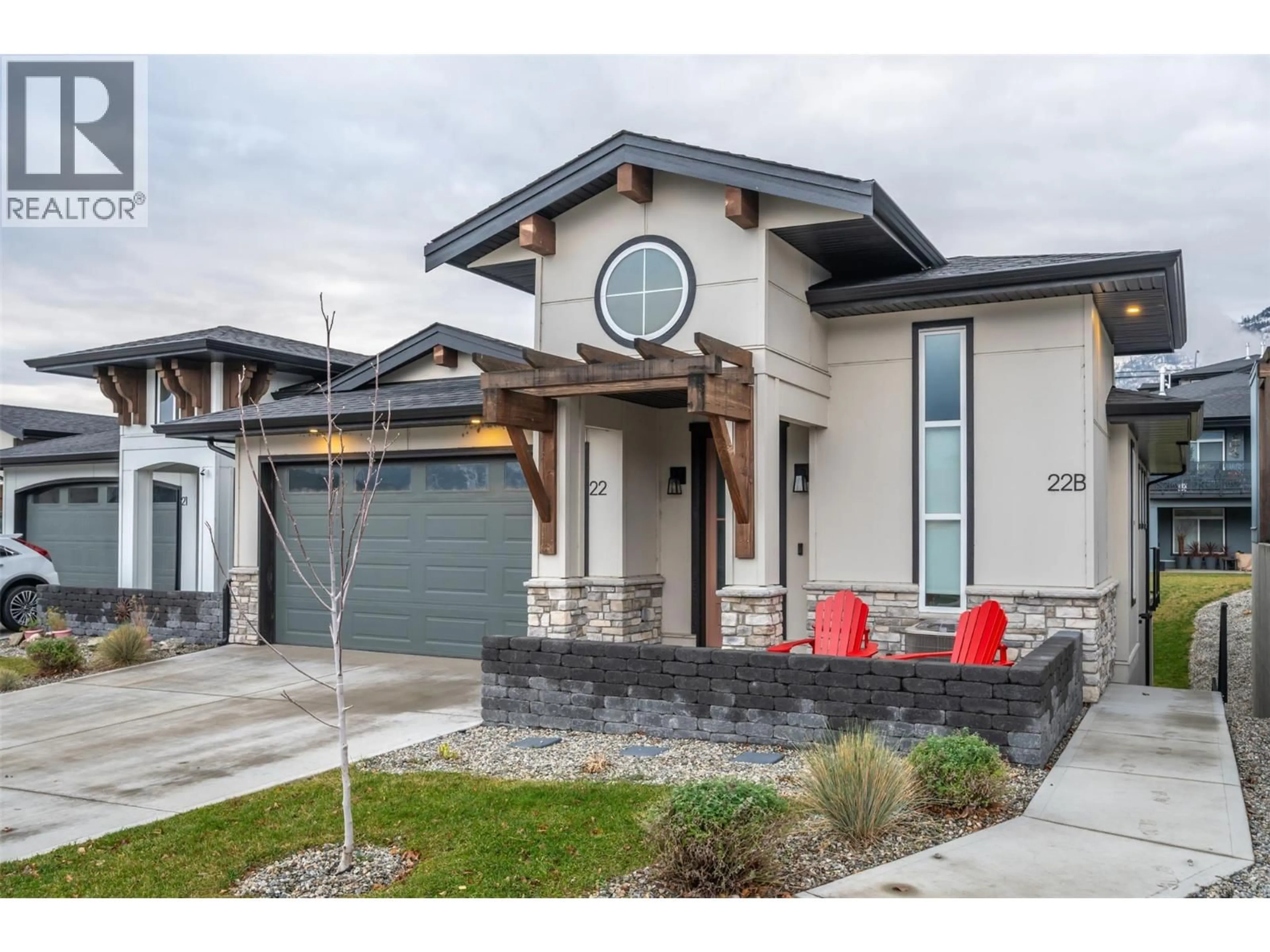 Home with brick exterior material, street for 22 - 8000 VEDETTE DRIVE, Osoyoos British Columbia V0H1V2