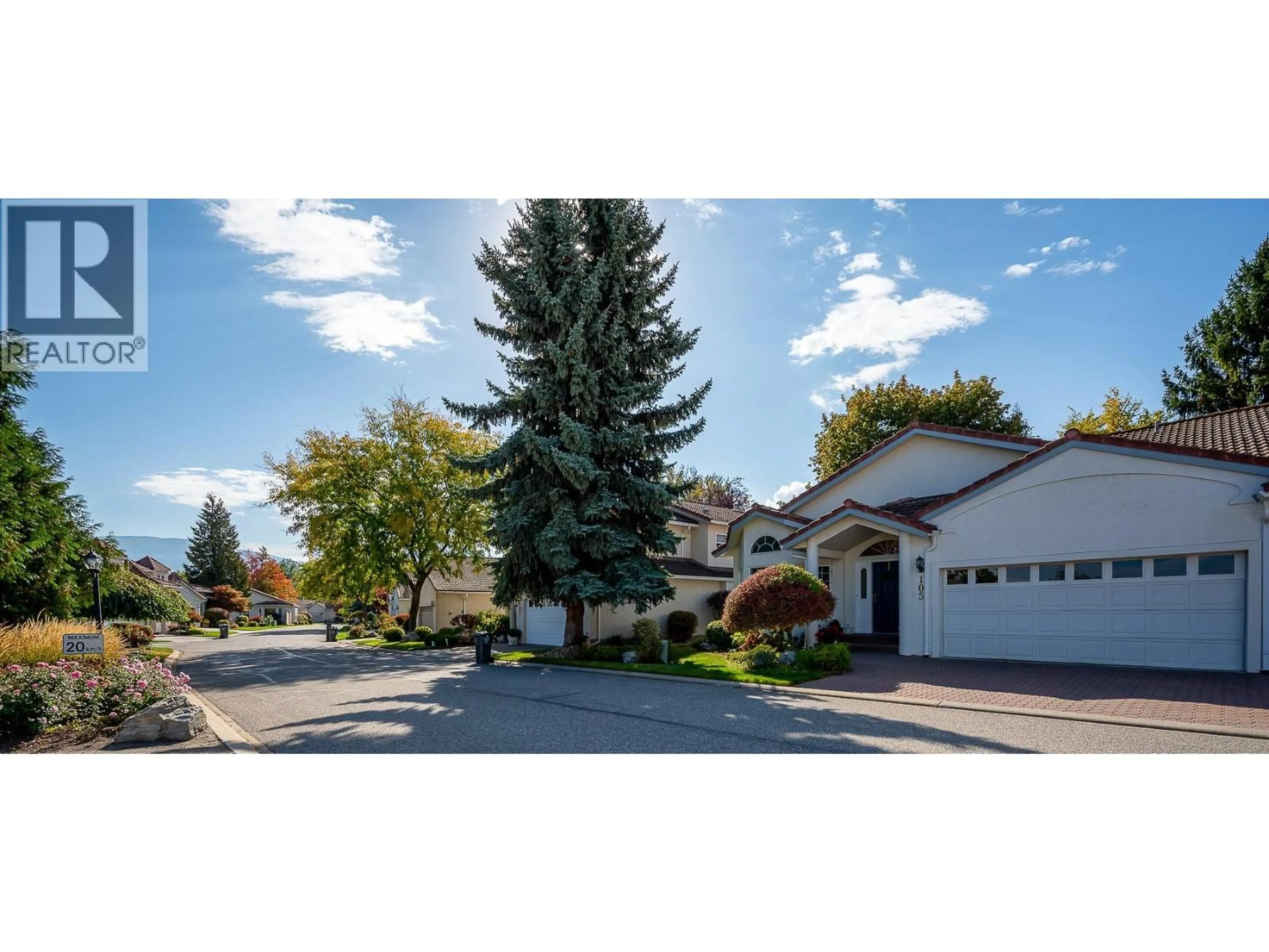 A pic from outside/outdoor area/front of a property/back of a property/a pic from drone, street for 105 - 609 TRUSWELL ROAD, Kelowna British Columbia V1W3Z1
