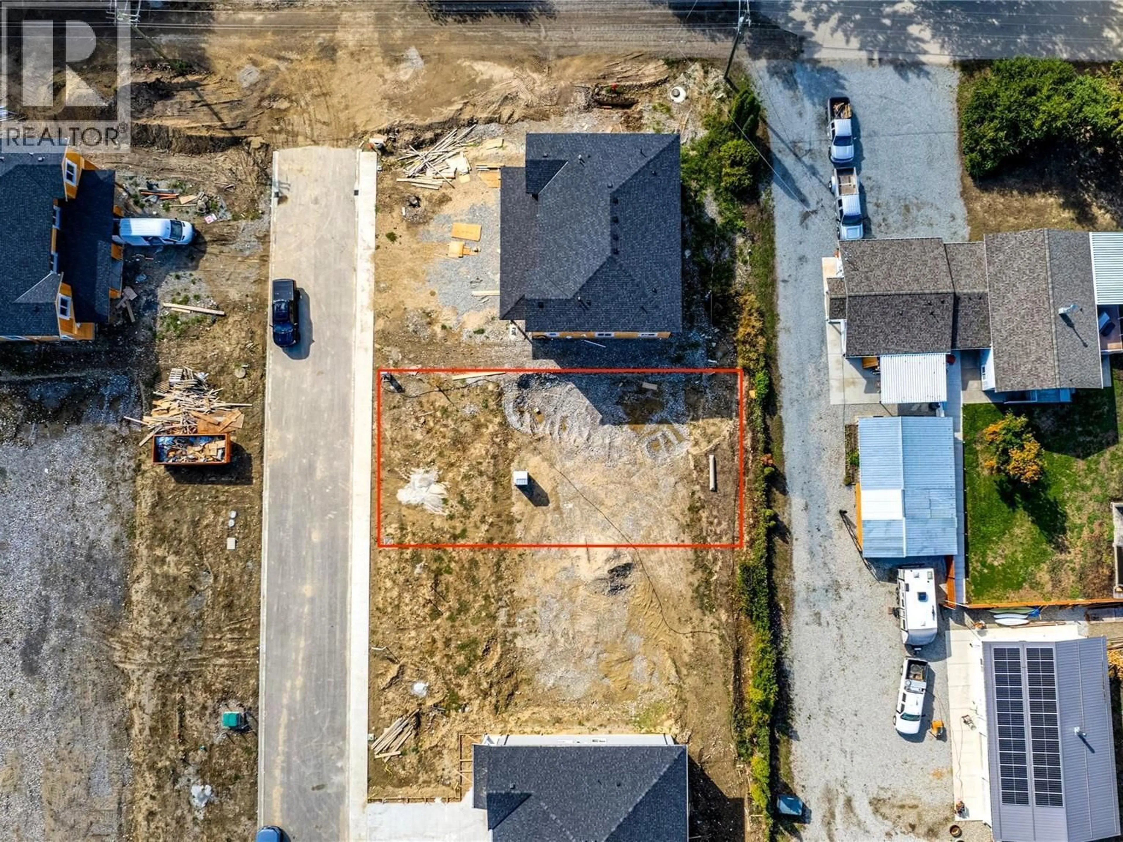 A pic from outside/outdoor area/front of a property/back of a property/a pic from drone, street for 2241 HEITMAN STREET, Enderby British Columbia V0E1V2
