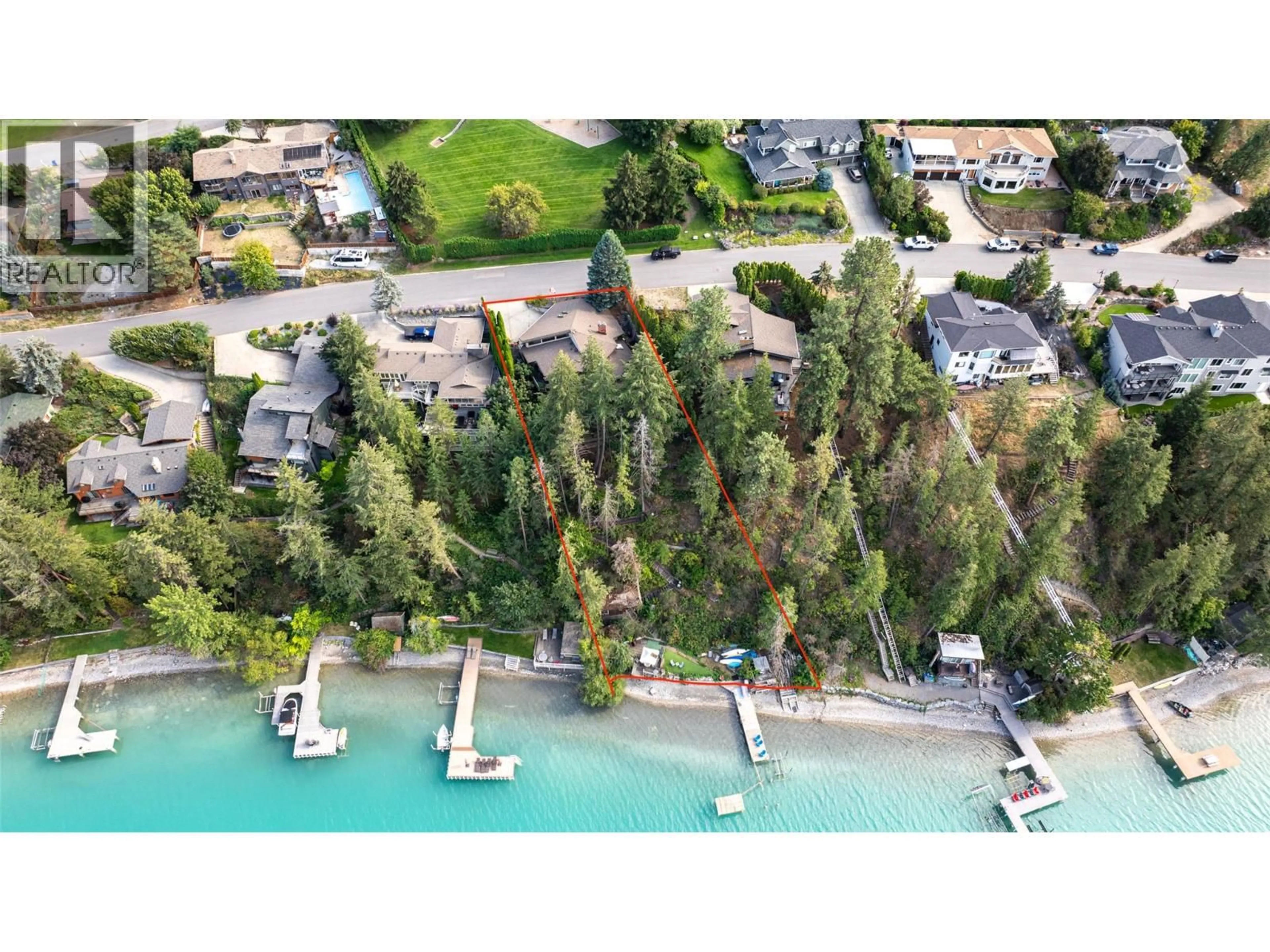 A pic from outside/outdoor area/front of a property/back of a property/a pic from drone, water/lake/river/ocean view for 14038 PONDEROSA WAY, Coldstream British Columbia V1B2E8