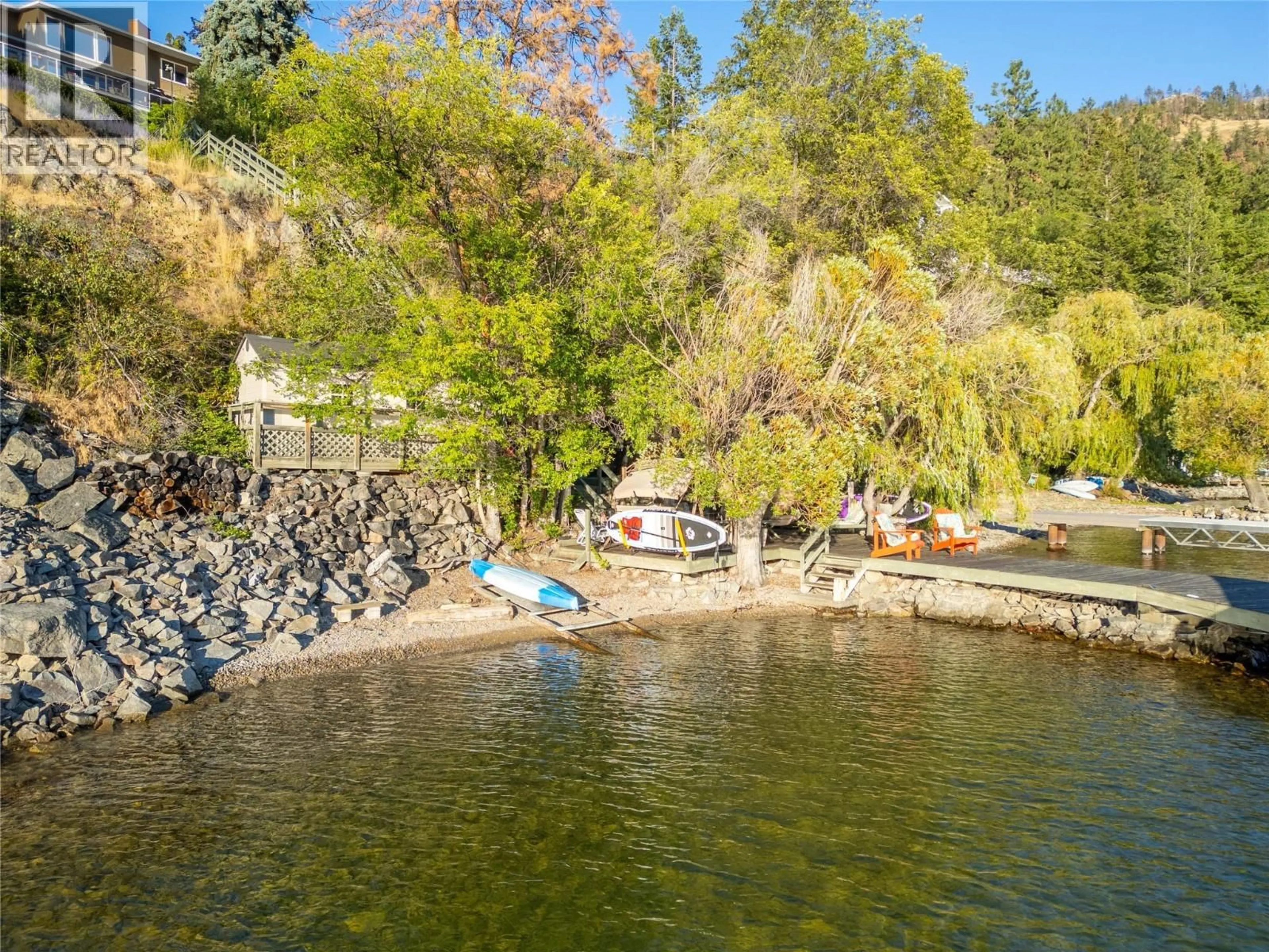A pic from outside/outdoor area/front of a property/back of a property/a pic from drone, water/lake/river/ocean view for 1988 DEWDNEY ROAD, Kelowna British Columbia V1V2C3