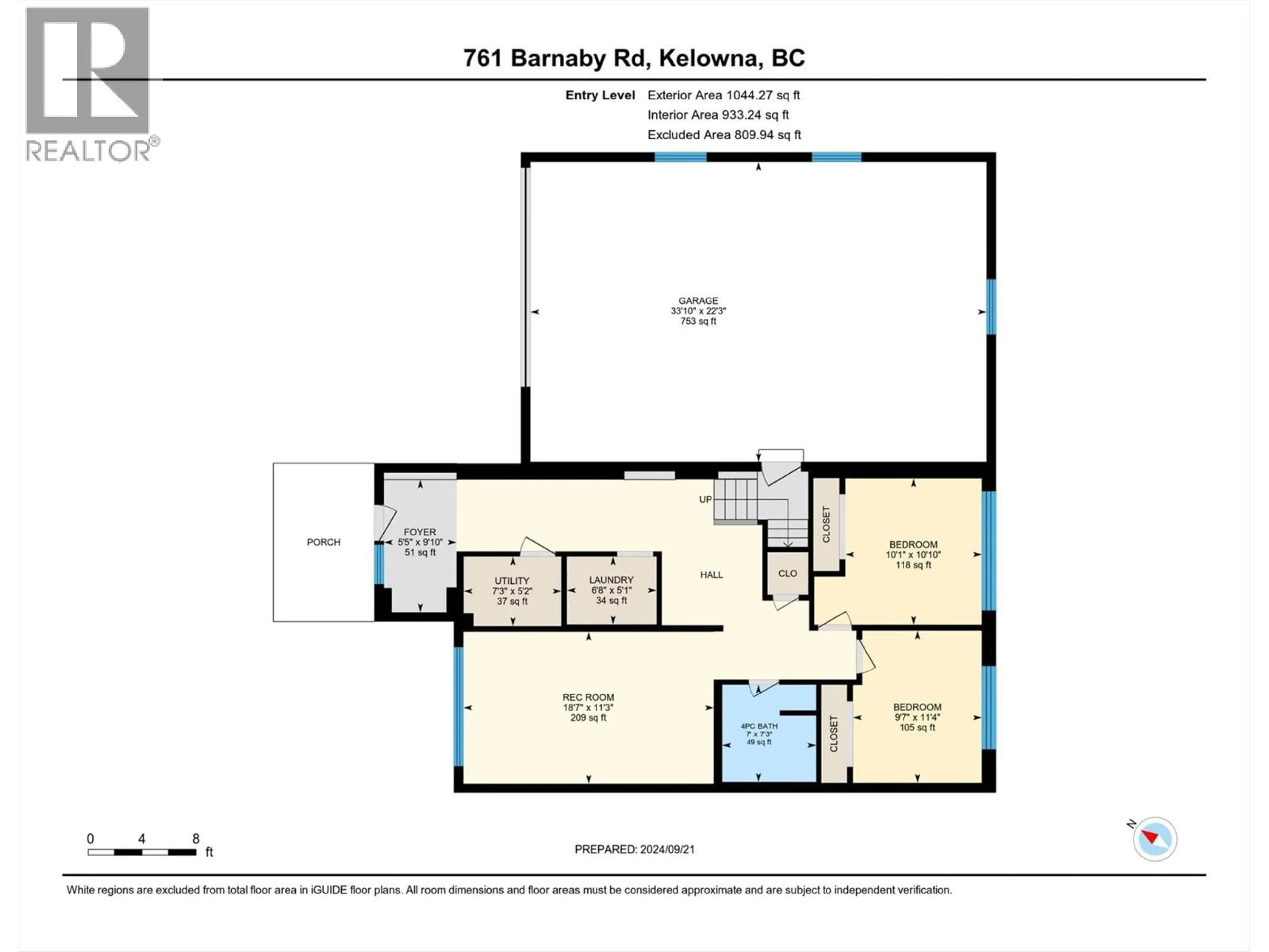 Floor plan for 761 BARNABY ROAD, Kelowna British Columbia V1W4N9