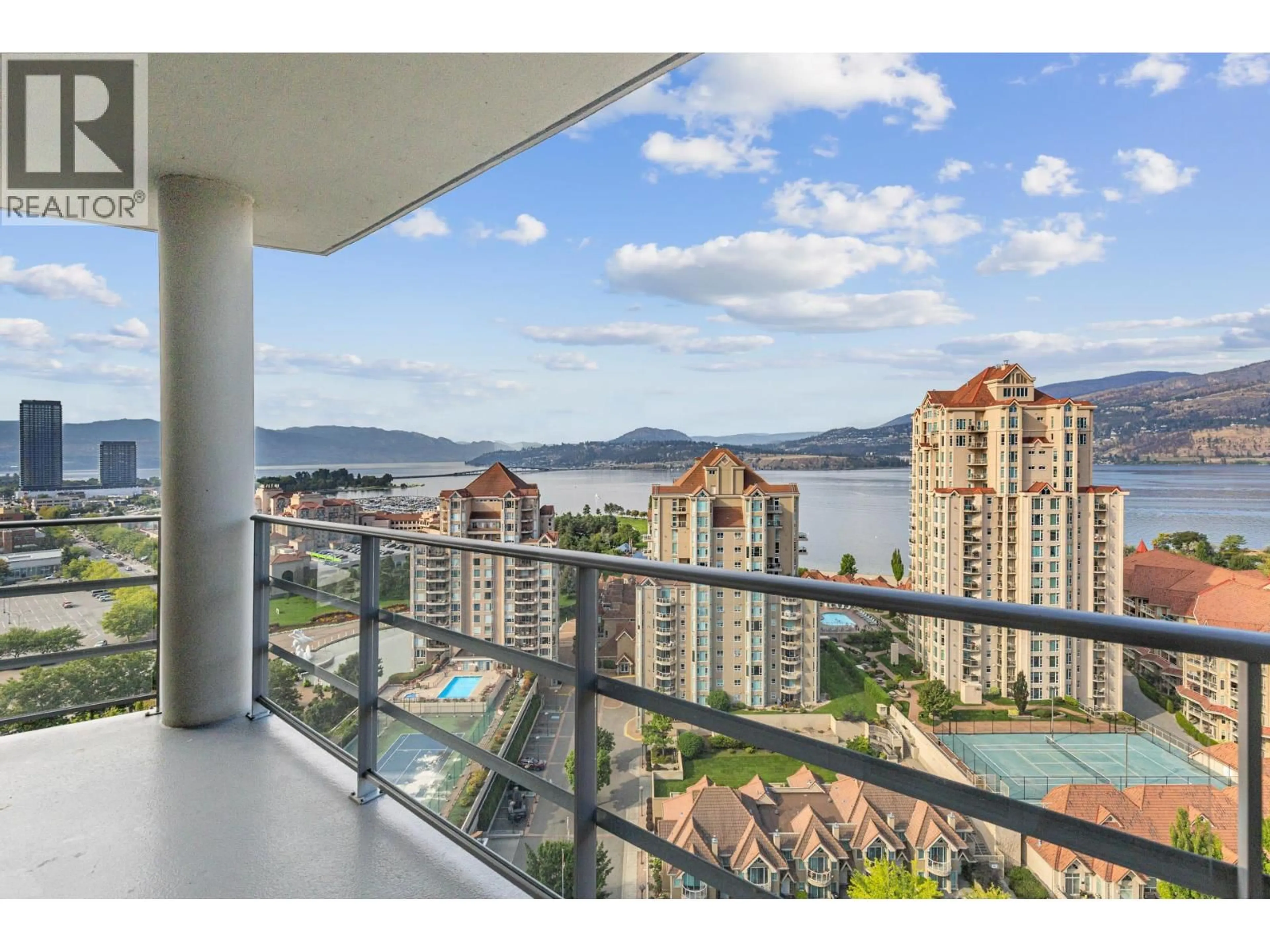 Balcony in the apartment, water/lake/river/ocean view for 1701 - 1151 SUNSET DRIVE, Kelowna British Columbia V1Y0G2