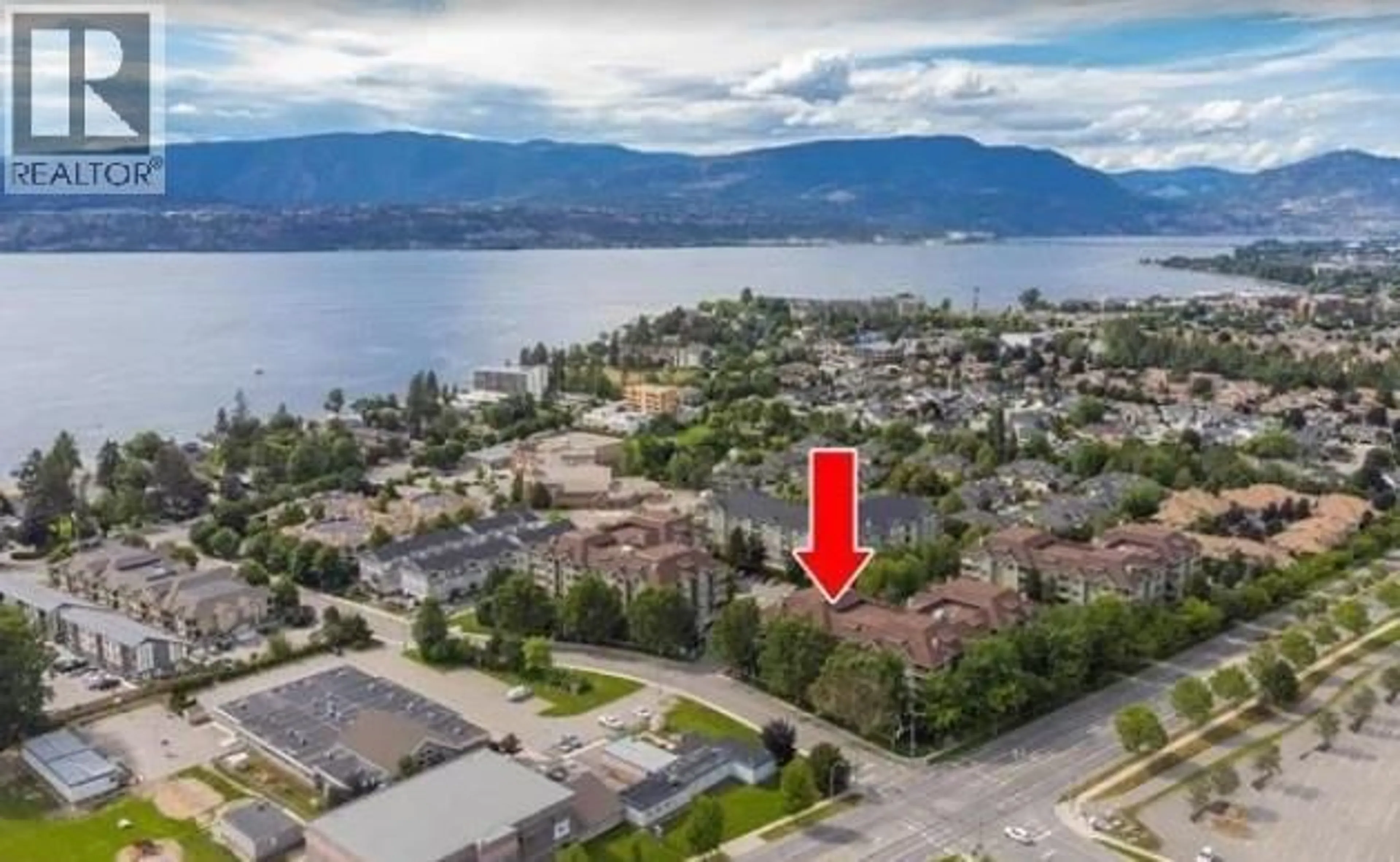 A pic from outside/outdoor area/front of a property/back of a property/a pic from drone, water/lake/river/ocean view for 203 - 688 LEQUIME ROAD, Kelowna British Columbia V1W1A4