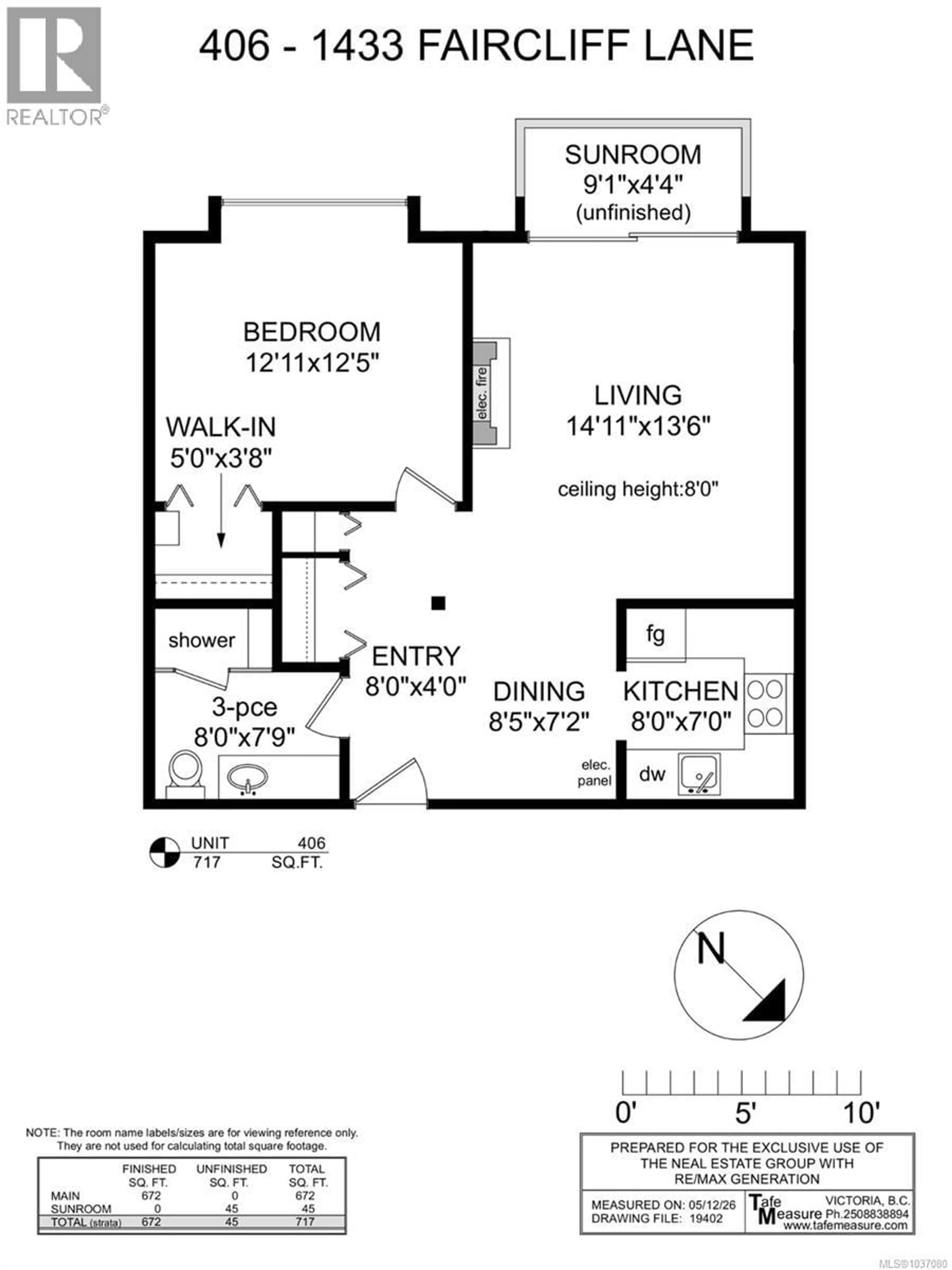 Floor plan for 406 - 1433 FAIRCLIFF LANE, Victoria British Columbia V8S3J6