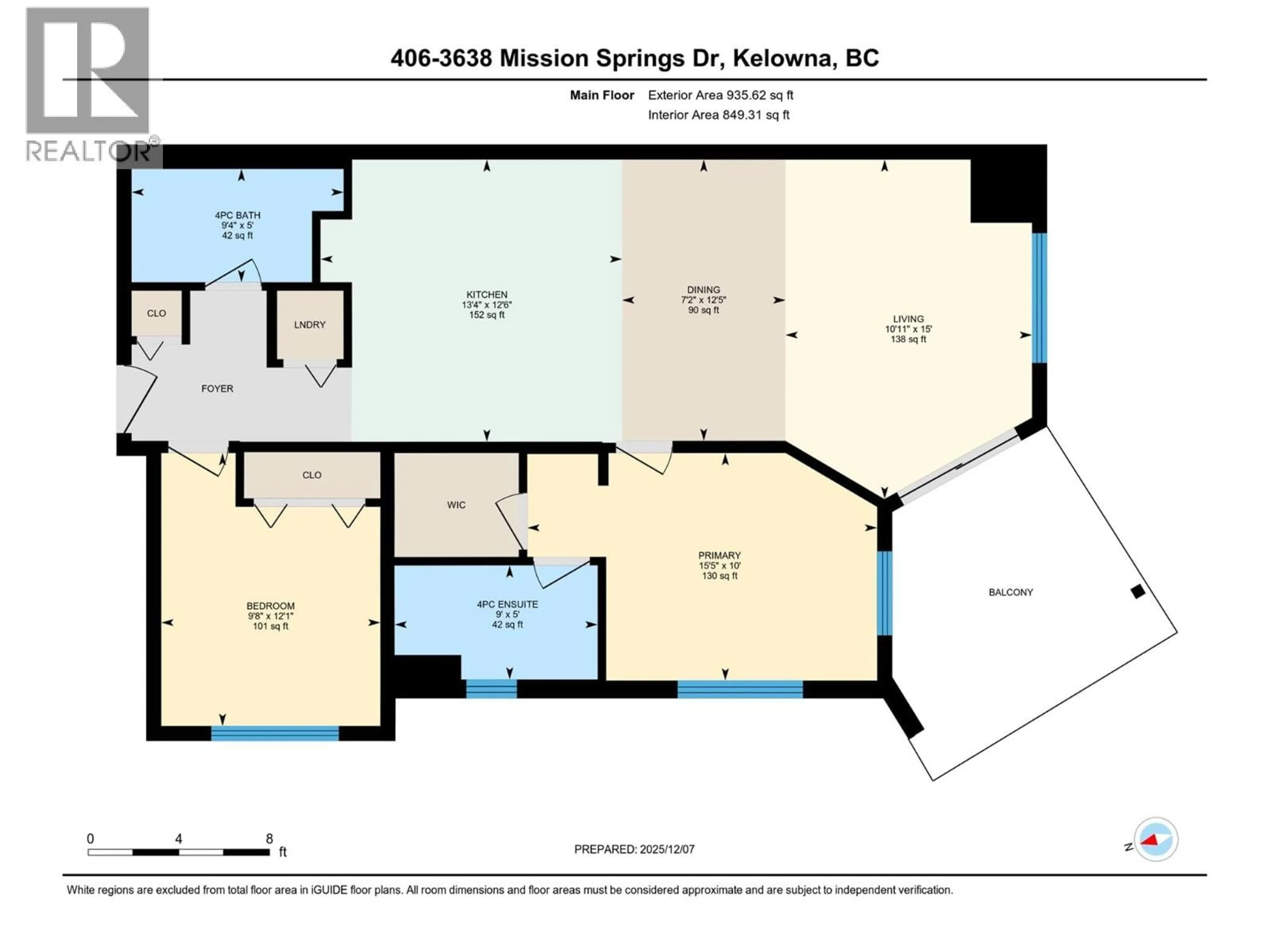 Floor plan for 406 - 3638 MISSION SPRINGS DRIVE, Kelowna British Columbia V1W0B3