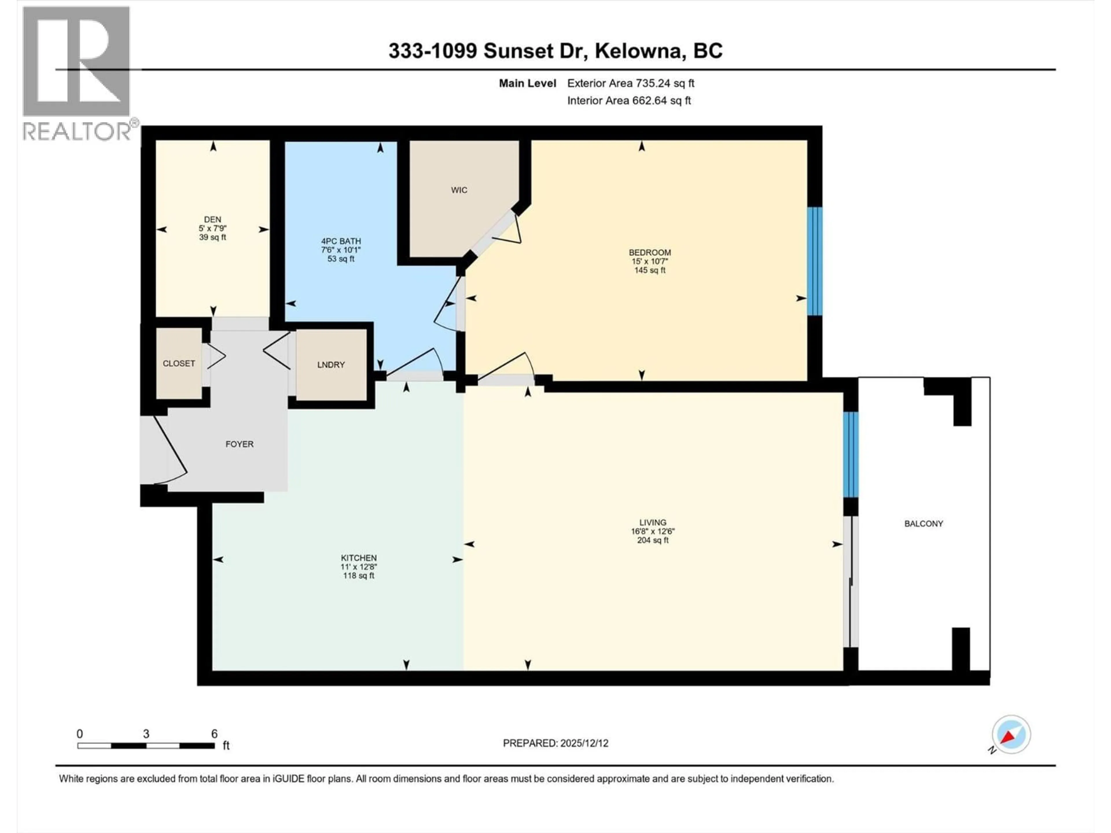 Floor plan for 333 - 1099 SUNSET DRIVE, Kelowna British Columbia V1Y9Z1