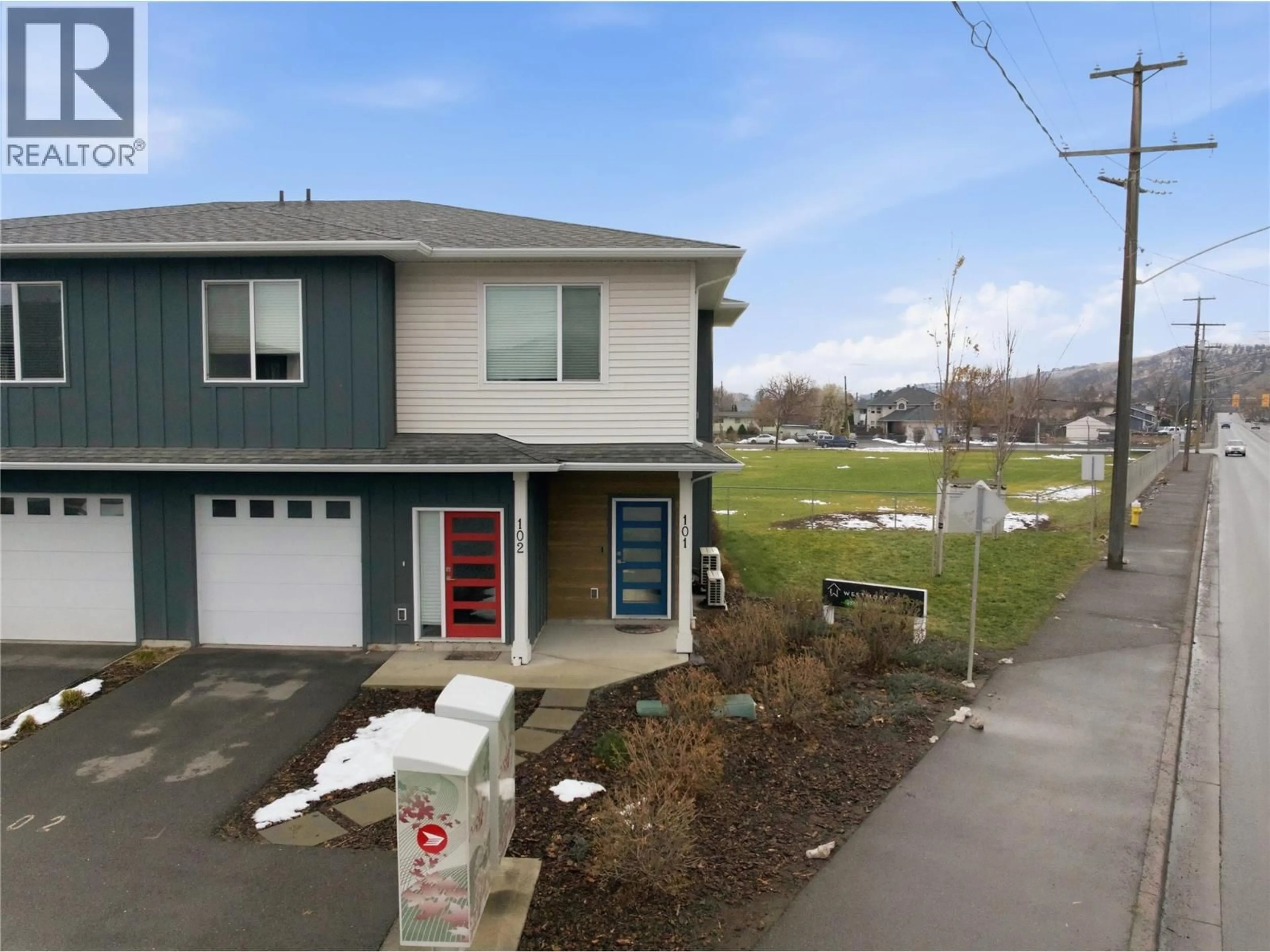 A pic from outside/outdoor area/front of a property/back of a property/a pic from drone, street for 101 - 2925 WESTSYDE ROAD, Kamloops British Columbia V2B7E6
